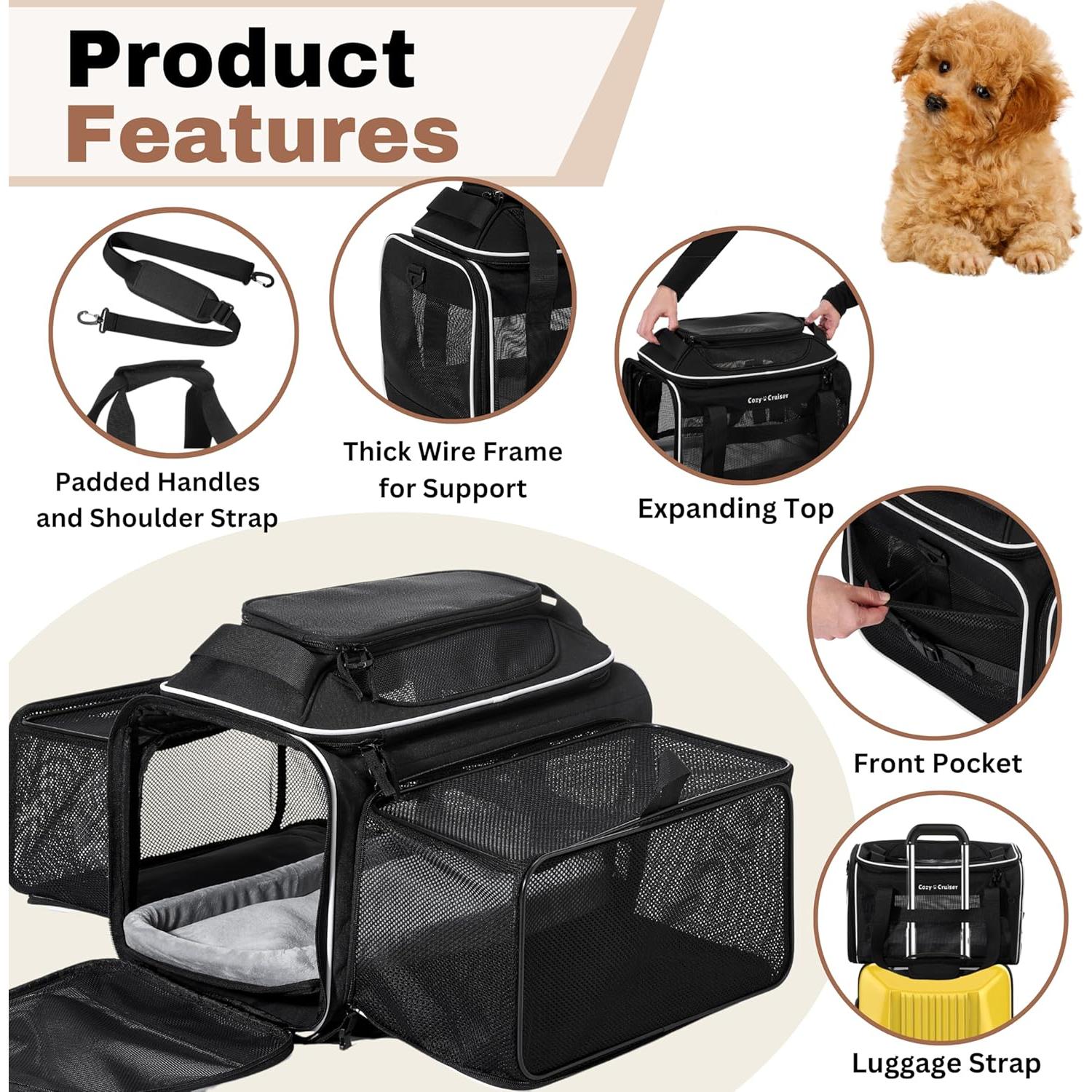 Transportador de Mascotas Cozy Cruiser Expandible con Ruedas