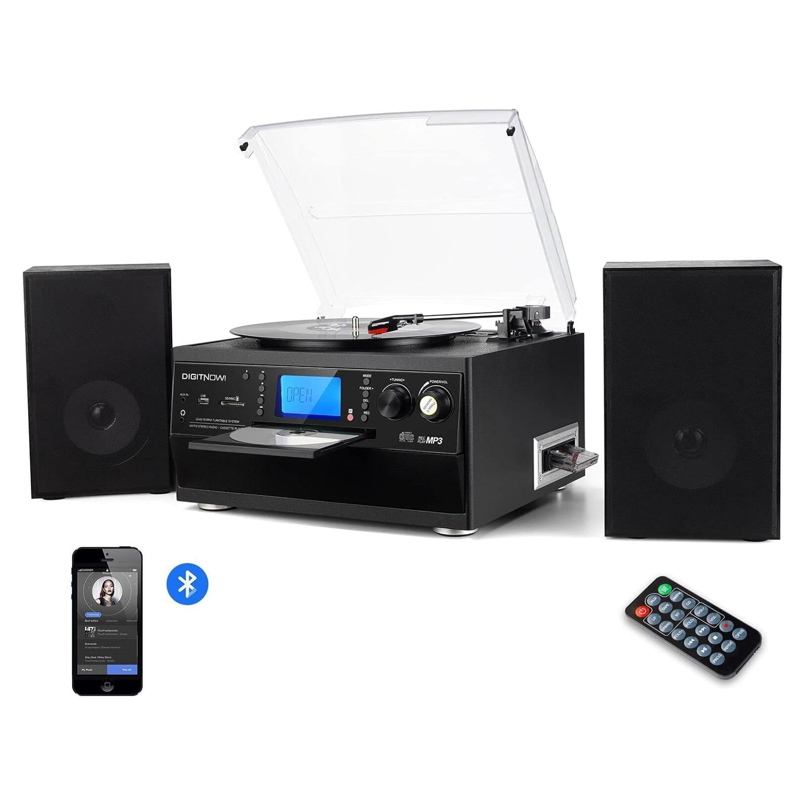Reproductor de Vinilo Bluetooth DIGITNOW M504 con Altavoces