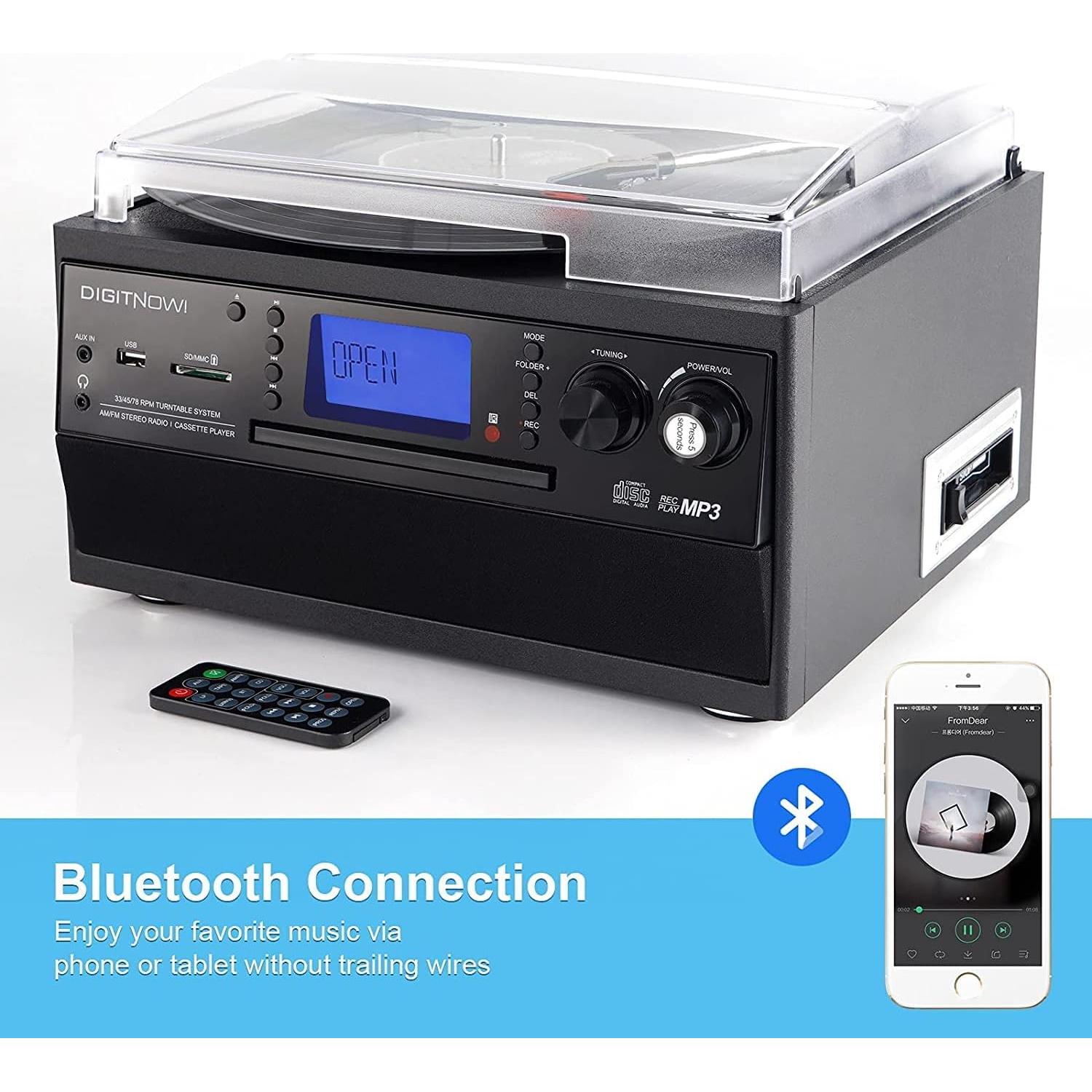 Reproductor de Vinilo Bluetooth DIGITNOW M504 con Altavoces