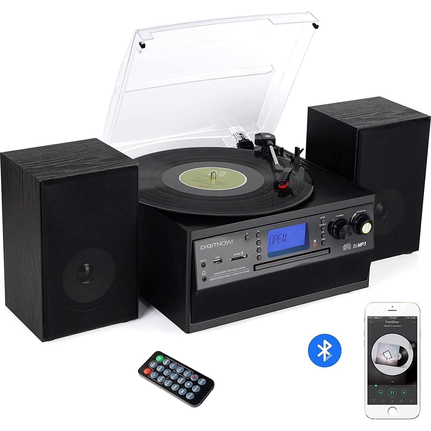 Reproductor de Vinilo Bluetooth DIGITNOW M504 con Altavoces