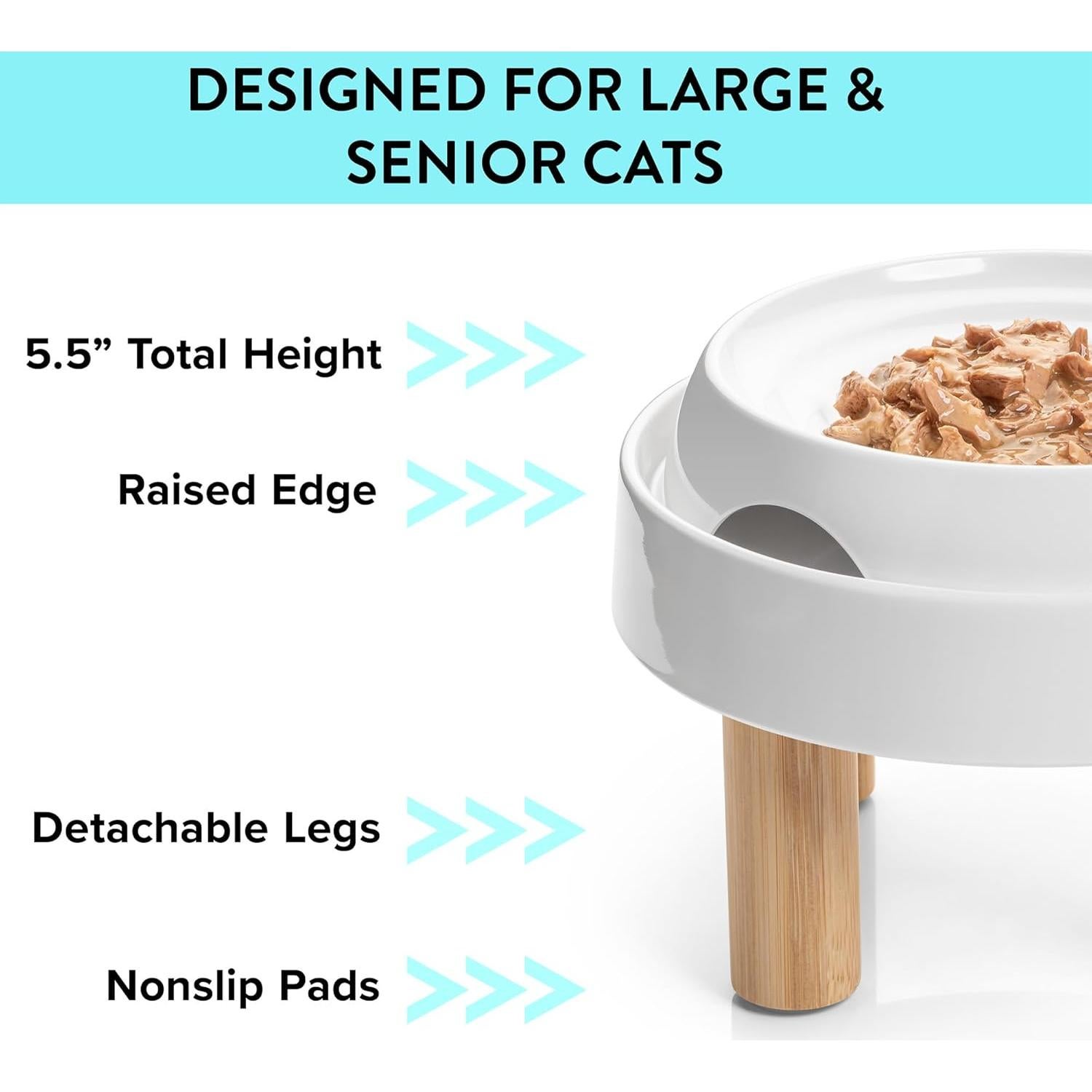 Mesa de Comida Elevada CatGuru para Gatos - Malvavisco Alto