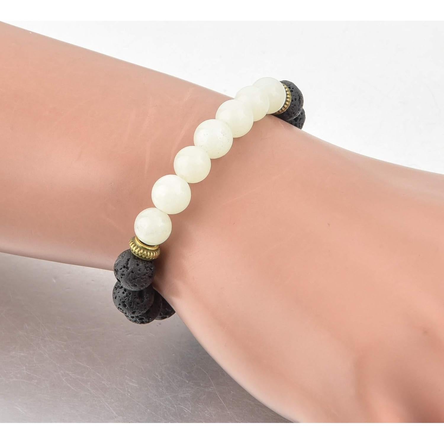 Pulsera de Lava y Piedra Azul Brillante Mystiqs 15-18 cm