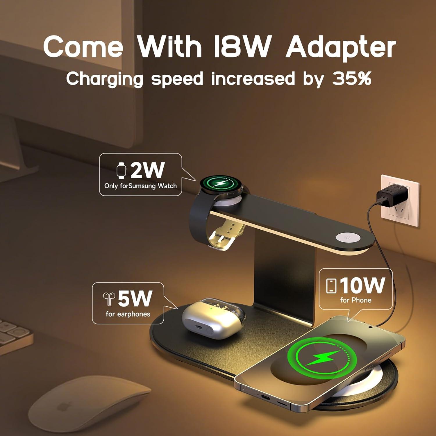 Estación de Carga Inalámbrica 4 en 1 Guanyu para Samsung 18W