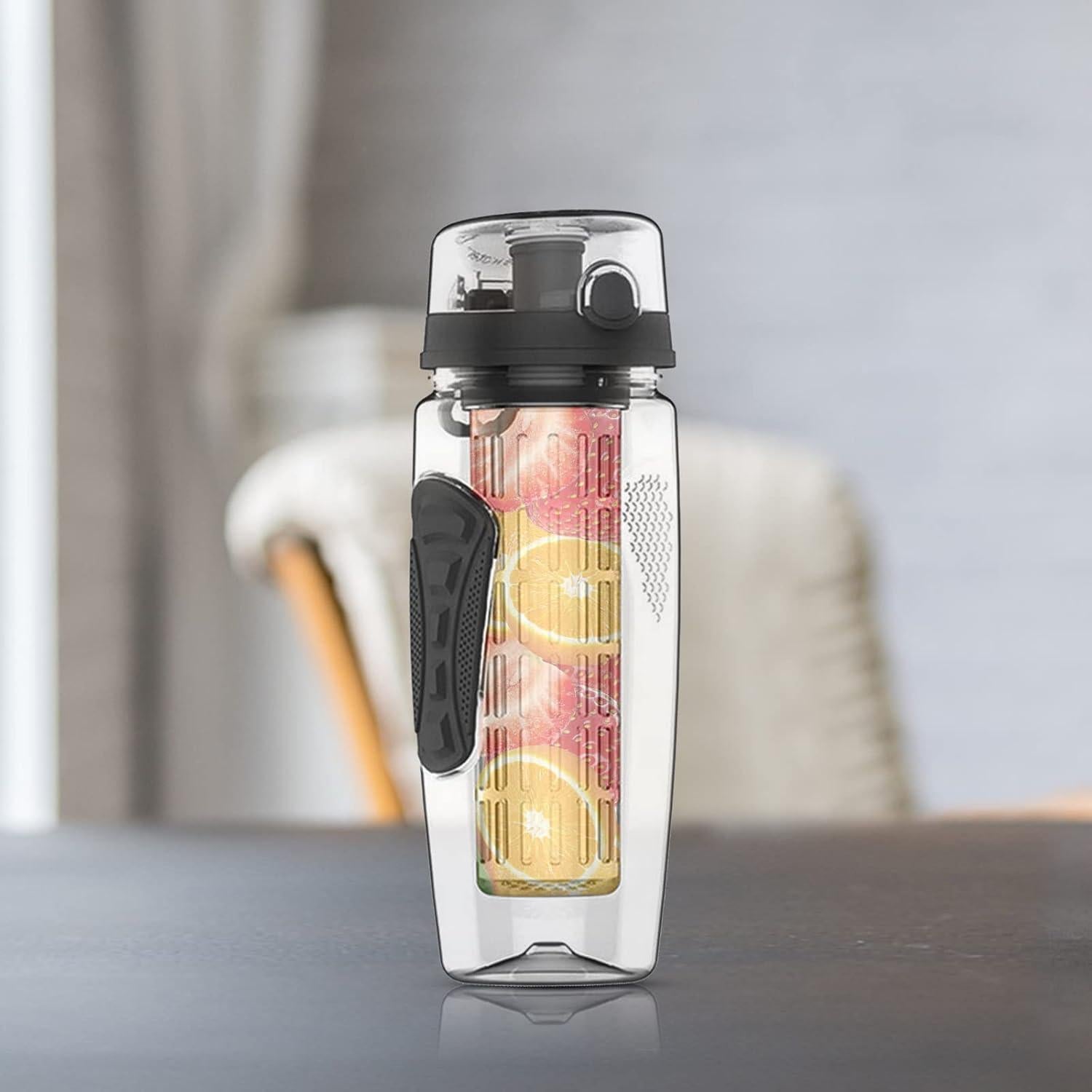 Botella de Agua Infusora Mooisco 0.91L Plástico Libre BPA Negra