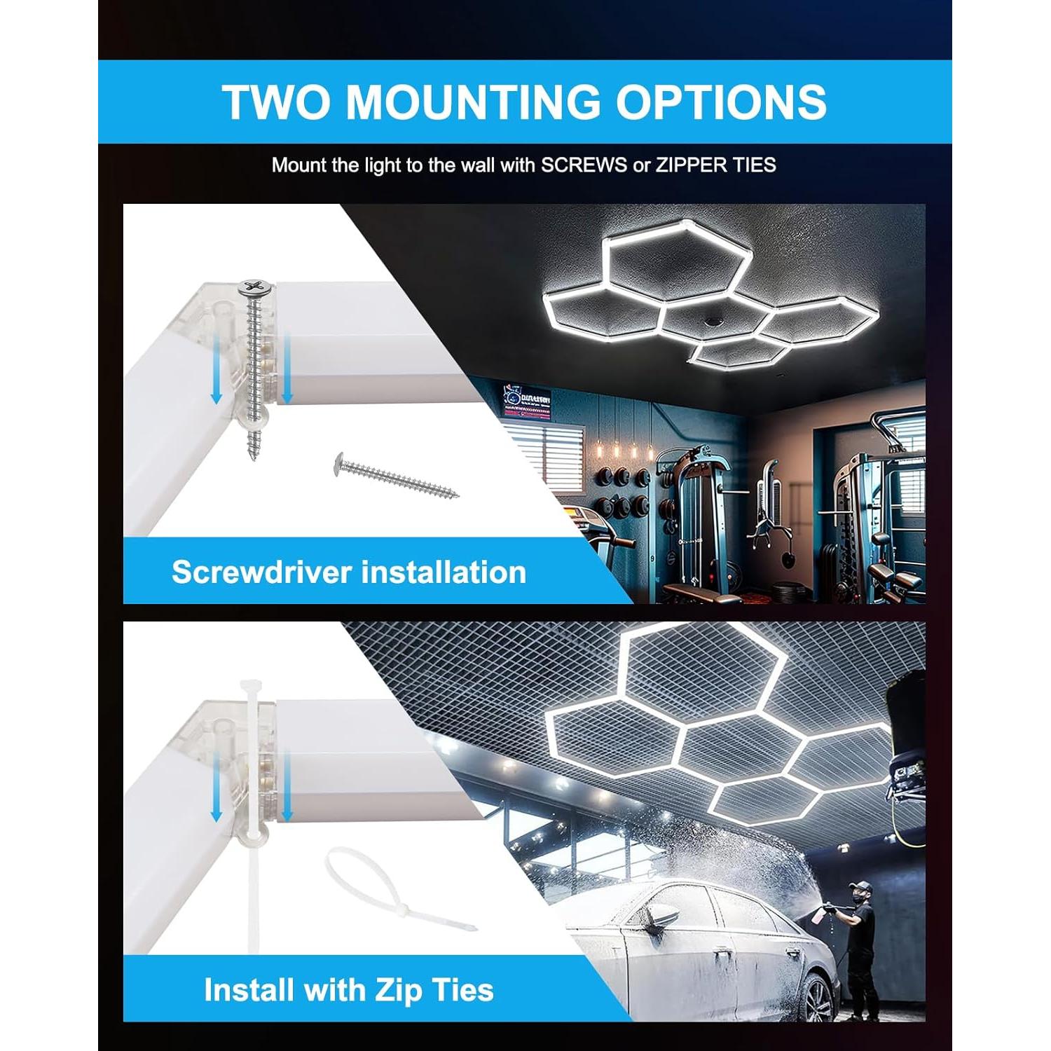 Luz LED Hexagonal Pomelotree 16660LM 6500K para Garaje