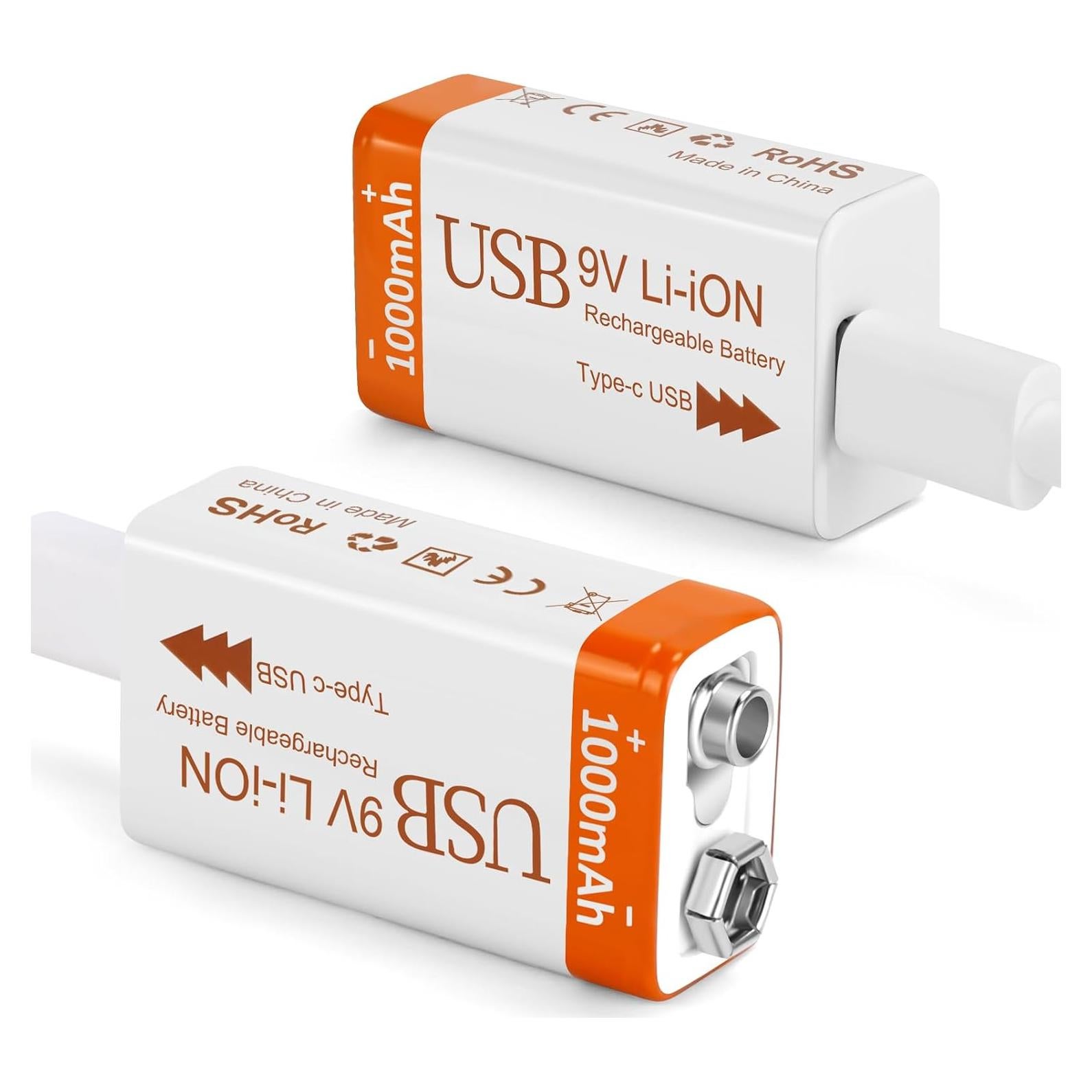 Baterías Recargables de Litio 9V 1000mAh Fitinoch - Paquete de 2