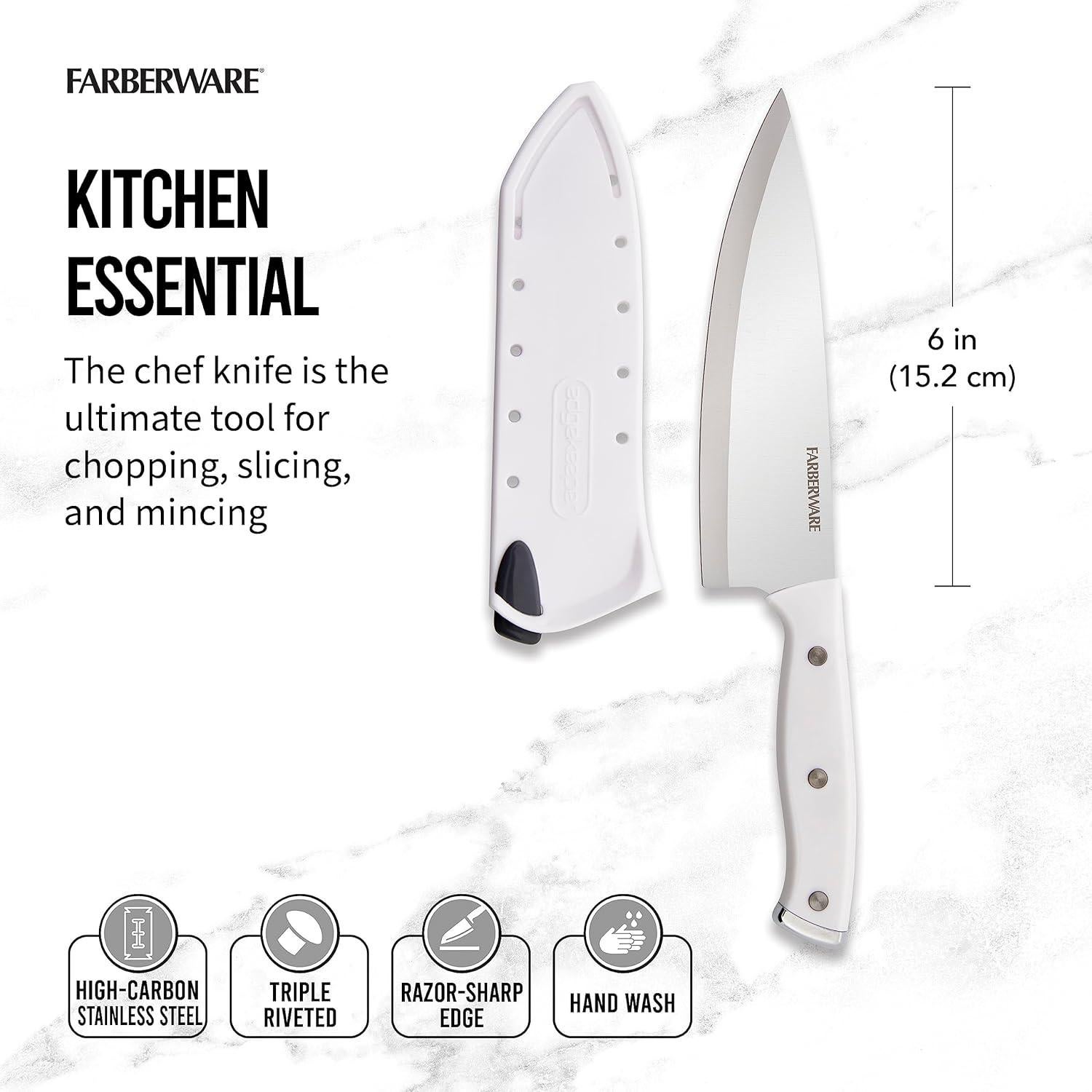 Cuchillo de Chef Farberware 15.24 cm con Cubierta Afiladora