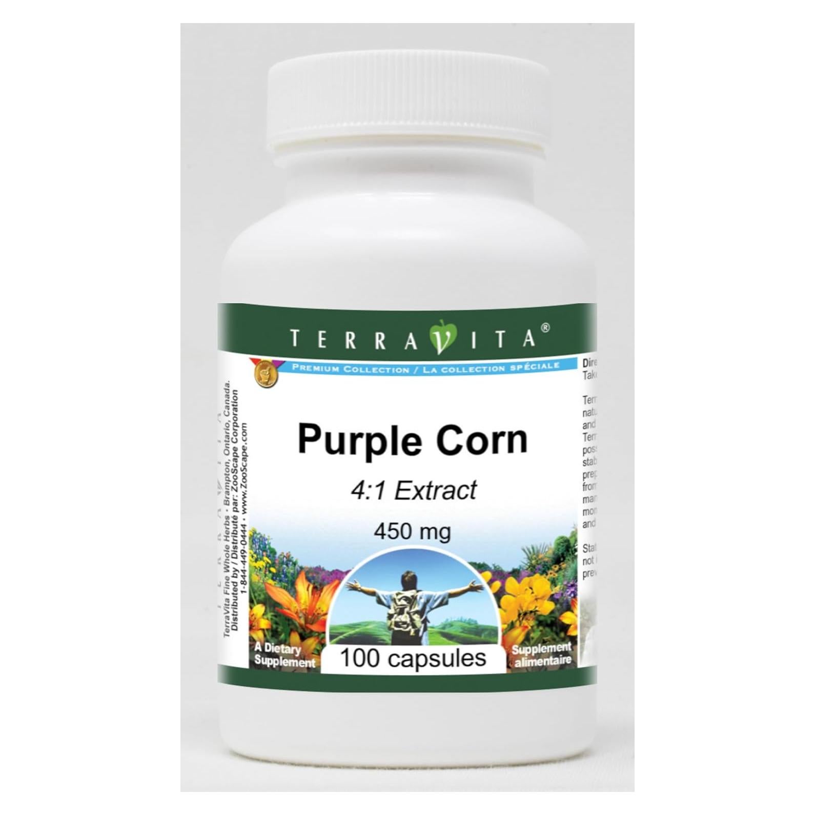 Cápsulas de Maíz Morado 4:1 TerraVita 450 mg - 100 Unidades