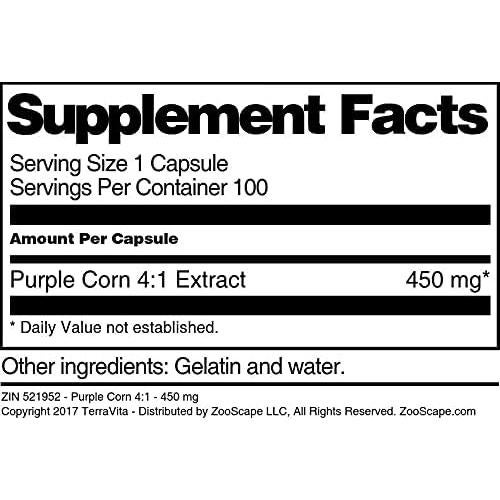 Cápsulas de Maíz Morado 4:1 TerraVita 450 mg - 100 Unidades