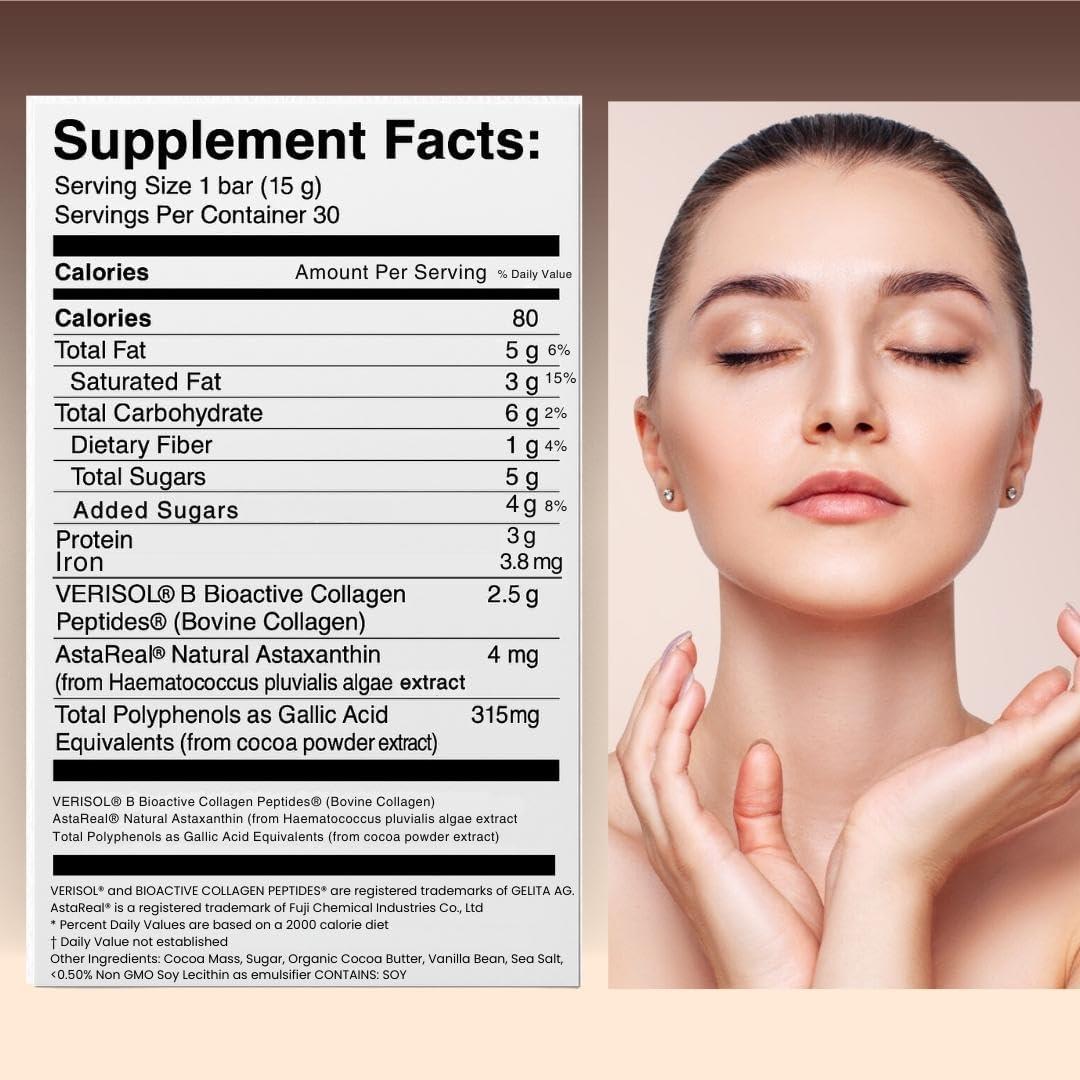 Barras de Chocolate Cacao Bella con Colágeno VERISOL - 30 Porciones