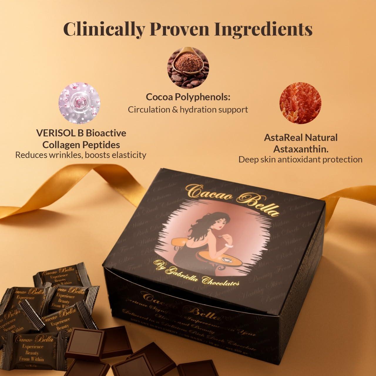 Barras de Chocolate Cacao Bella con Colágeno VERISOL - 30 Porciones