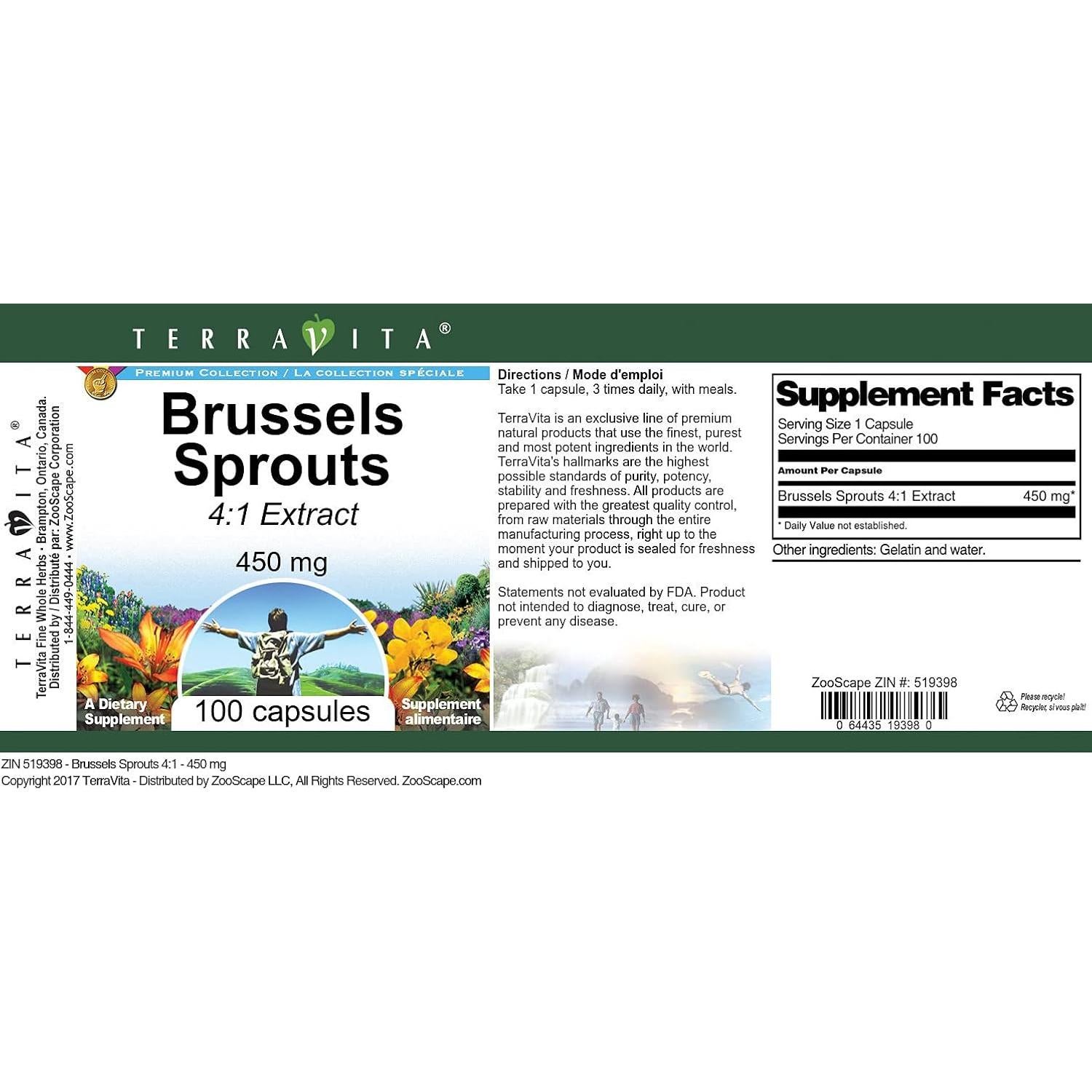 Cápsulas de Brote de Bruselas 450 mg TerraVita 100 unidades