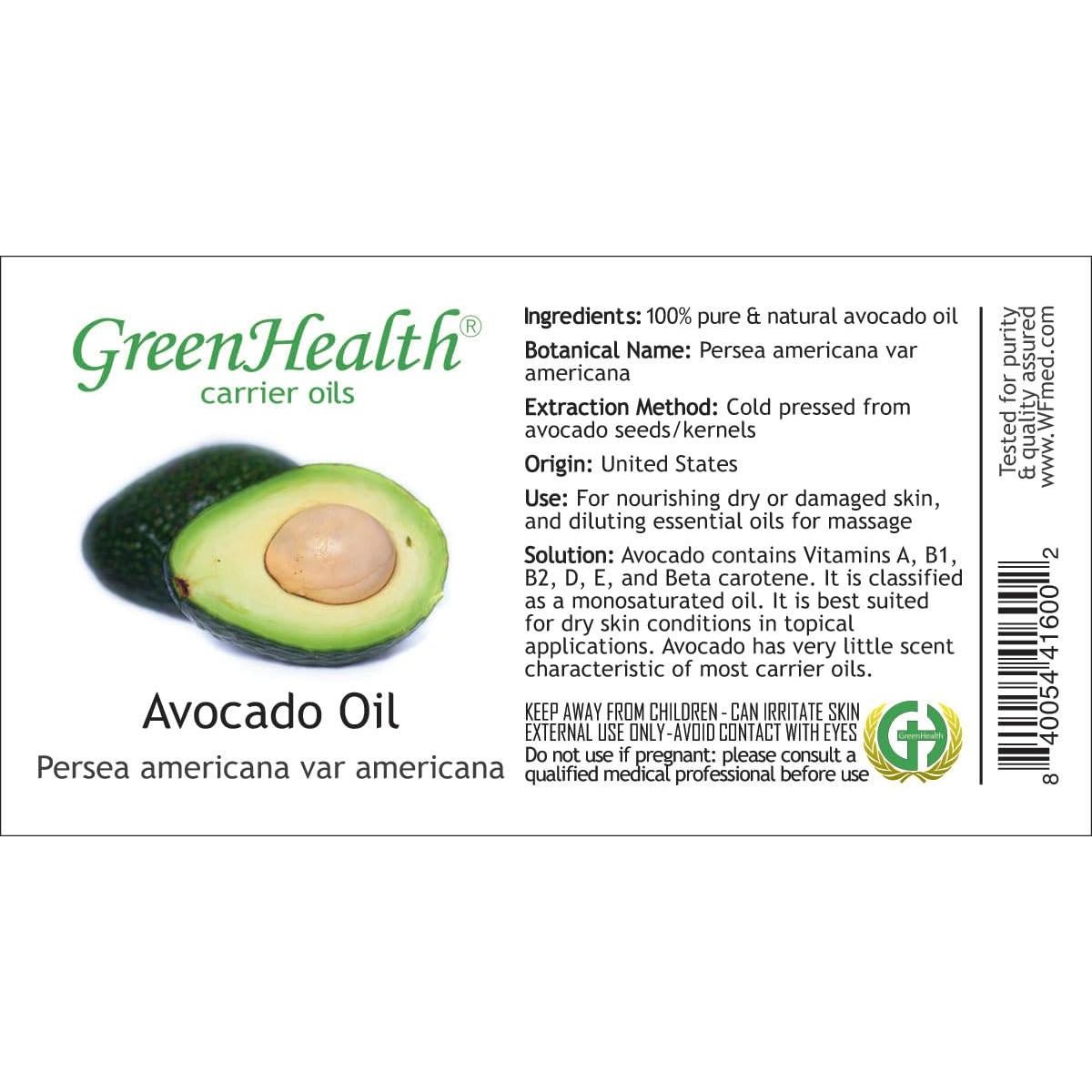 Aceite Portador Puro de Aguacate GreenHealth 473 ml