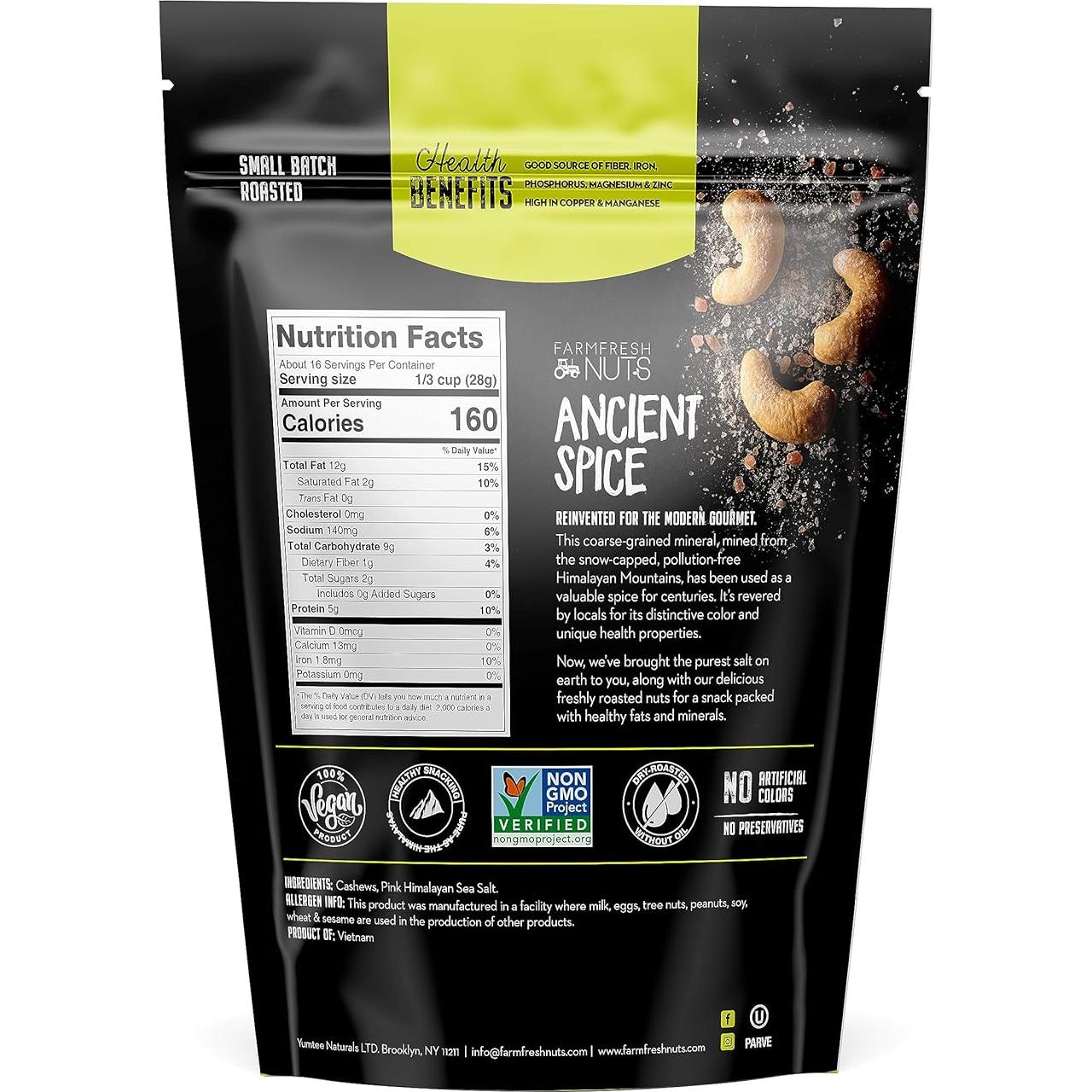 Anacardos Tostados con Sal del Himalaya 0.45 kg - Nueces Frescas