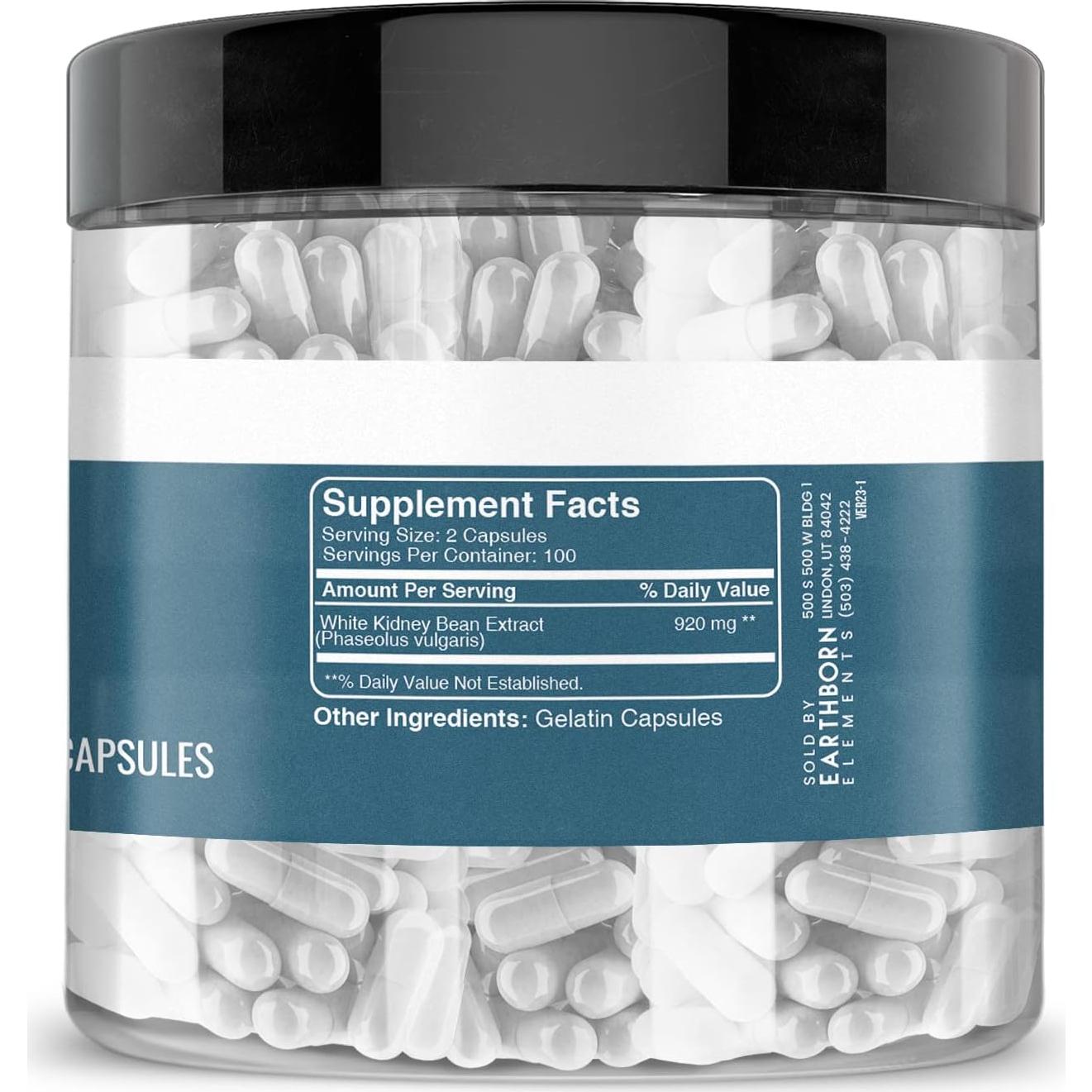 Extracto de Frijol Blanco Earthborn Elements 200 Cápsulas Puro