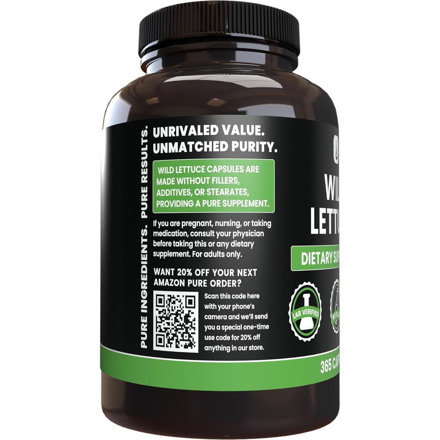 Cápsulas de Lechuga Silvestre INGREDIENTES ORIGINALES PUROS 365 Unidades