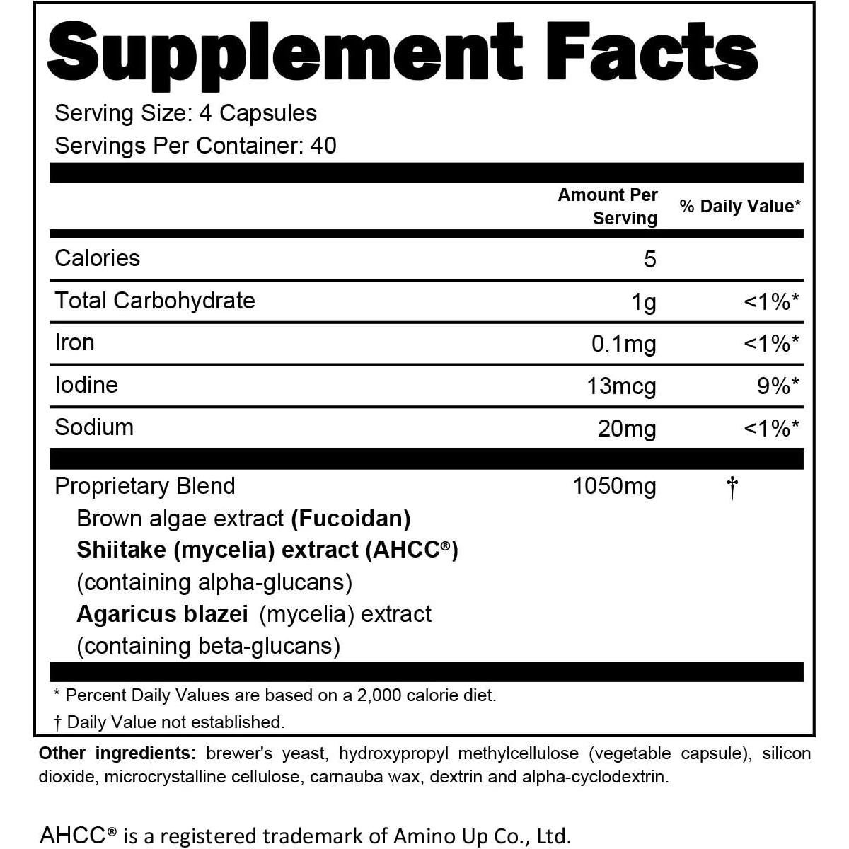 Suplemento Inmunidad Fucoidan AHCC NatureMedic 160 Cápsulas