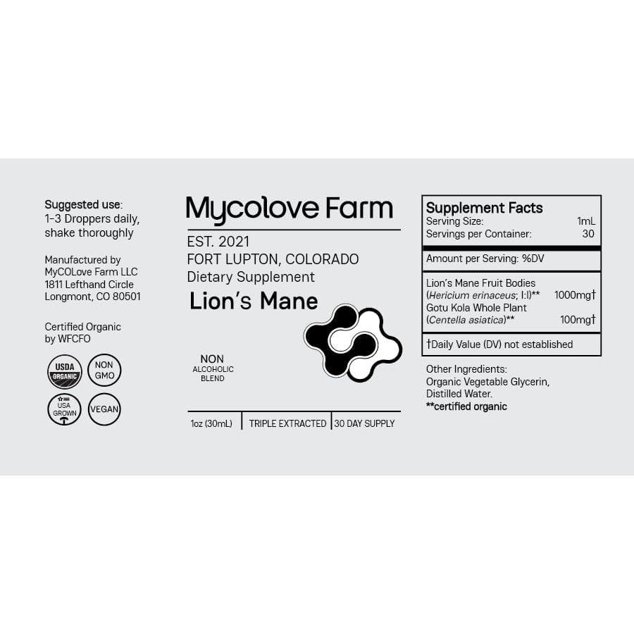 Tintura Orgánica Melena de León y Gotu Kola Mycolove 30ml