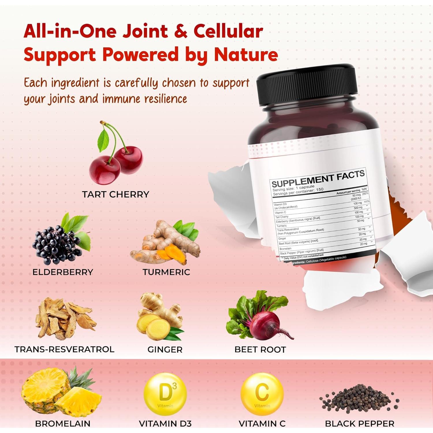 Cápsulas de Cereza Ácida PeakPury 150 unidades - Antioxidantes y Salud Articular