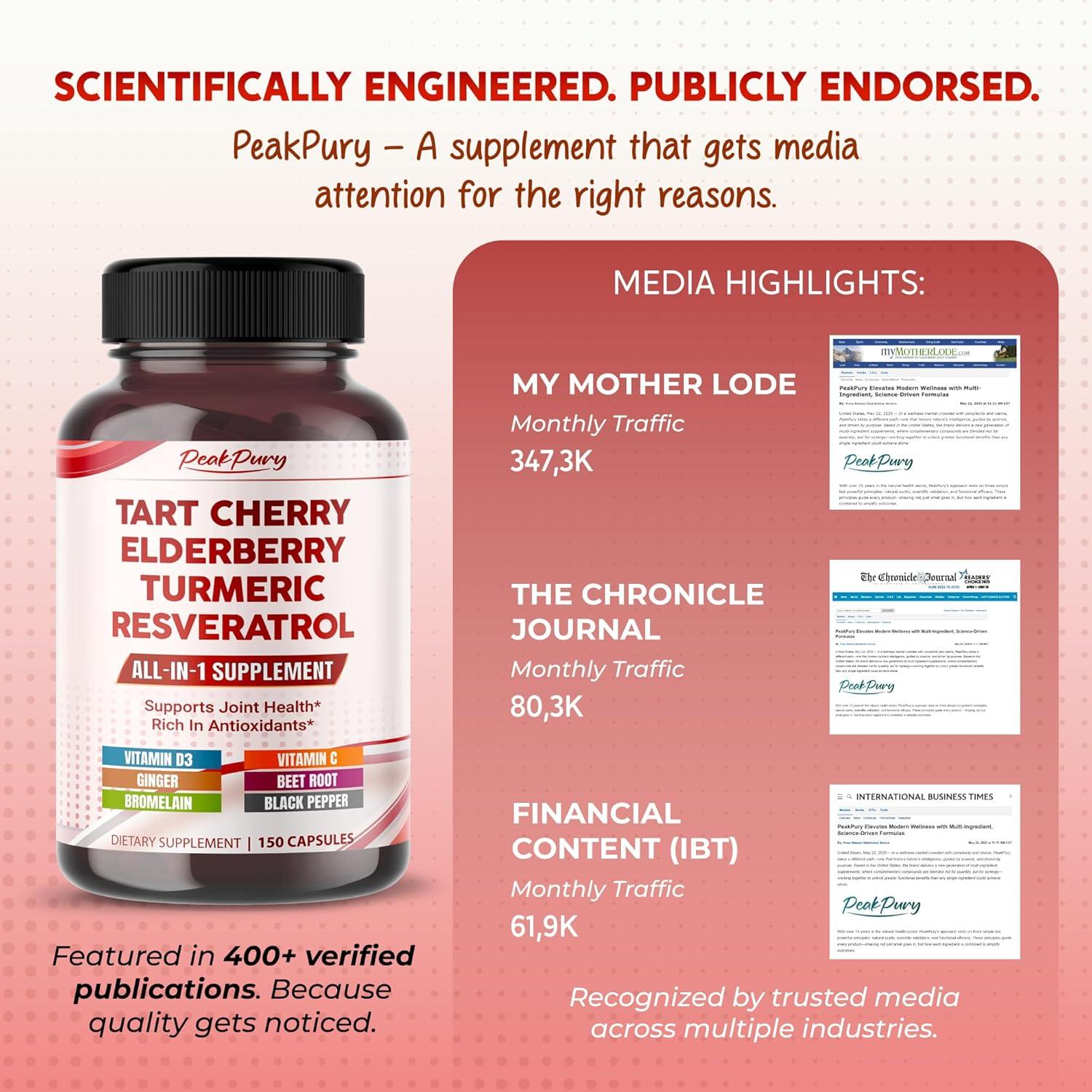 Cápsulas de Cereza Ácida PeakPury 150 unidades - Antioxidantes y Salud Articular