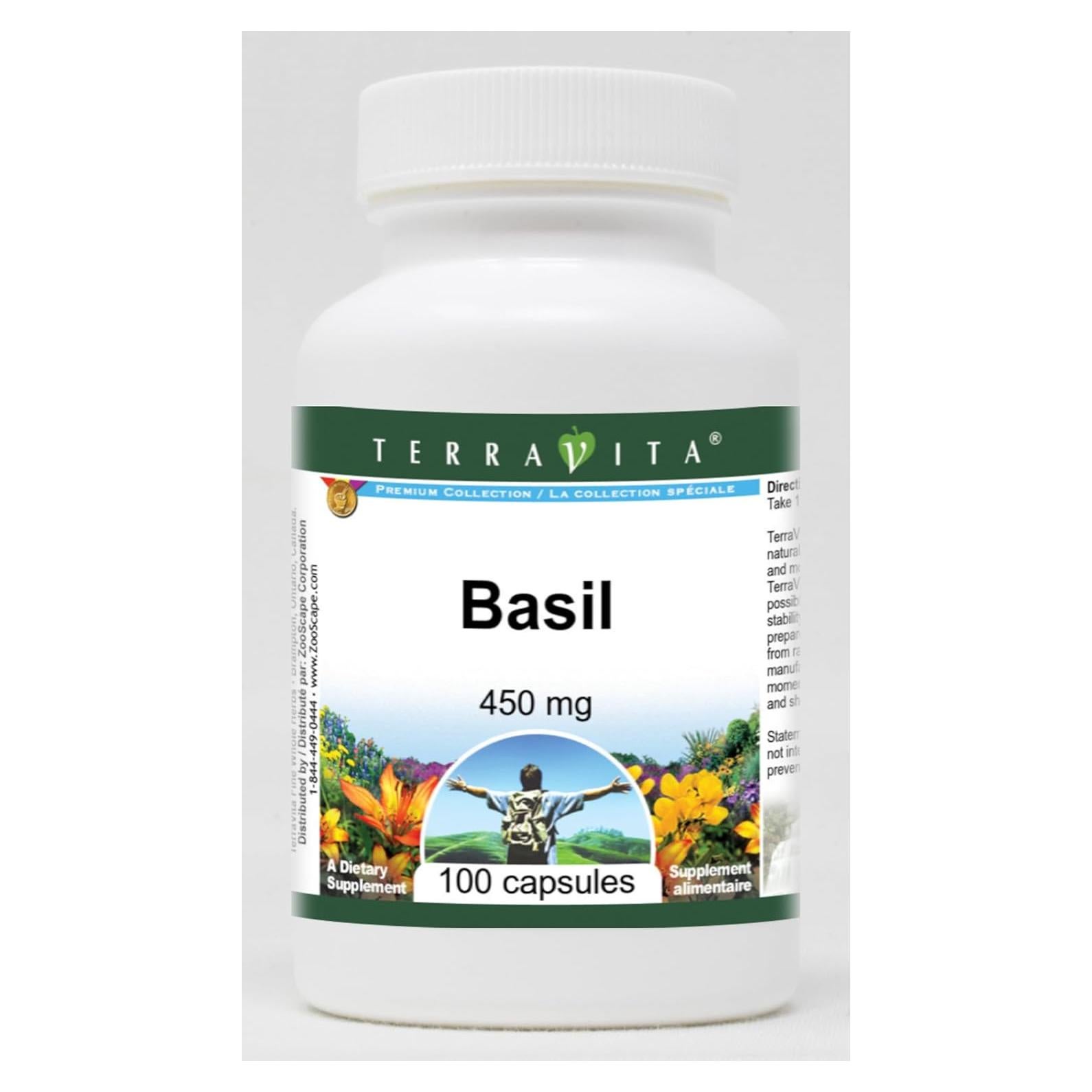 Albahaca 450 mg TerraVita - 100 Cápsulas Sin Rellenos