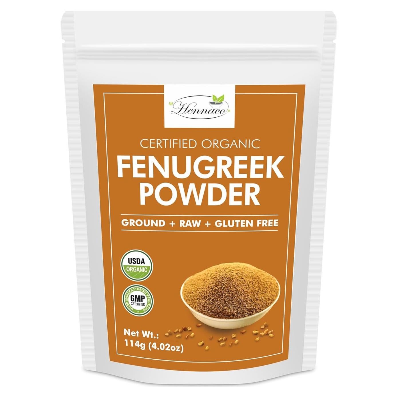 Polvo de Fenogreco Orgánico Hennaco 114 Gramos - Sin Conservantes