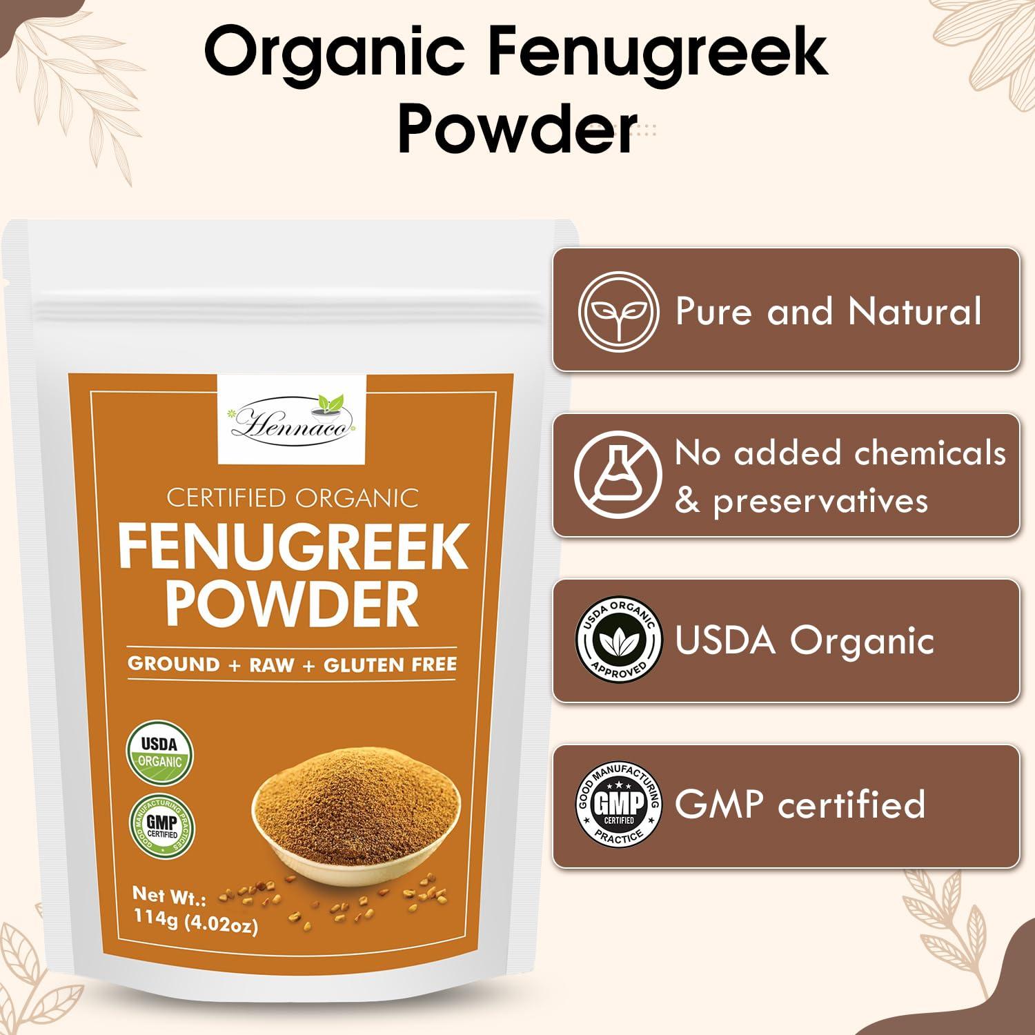 Polvo de Fenogreco Orgánico Hennaco 114 Gramos - Sin Conservantes