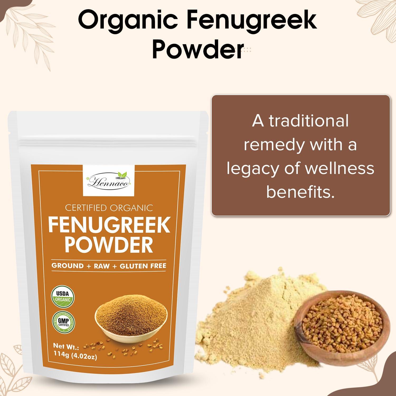 Polvo de Fenogreco Orgánico Hennaco 114 Gramos - Sin Conservantes