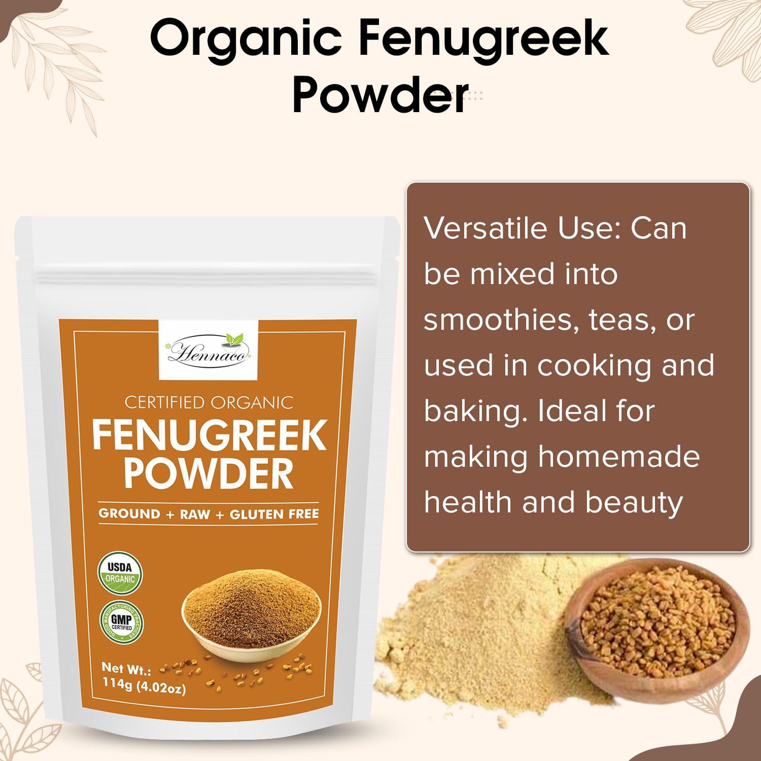 Polvo de Fenogreco Orgánico Hennaco 114 Gramos - Sin Conservantes