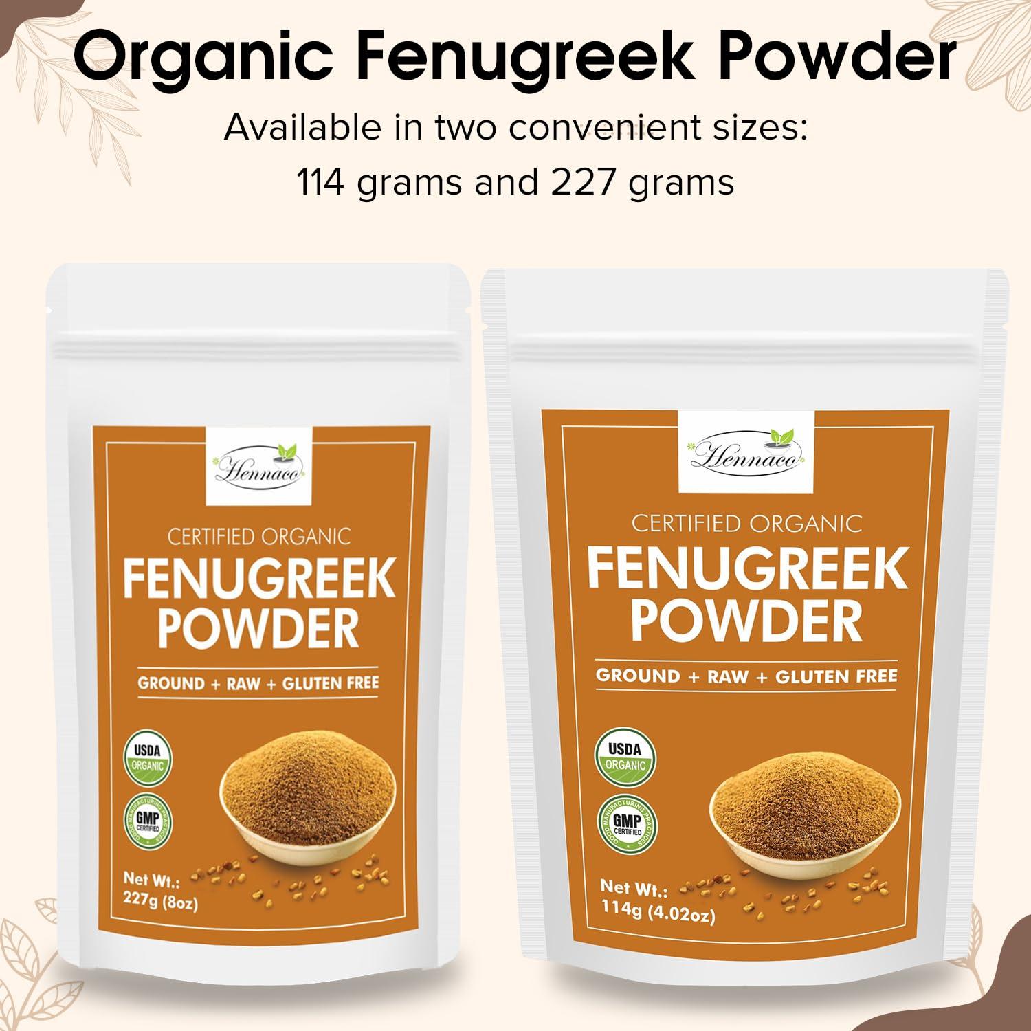 Polvo de Fenogreco Orgánico Hennaco 114 Gramos - Sin Conservantes