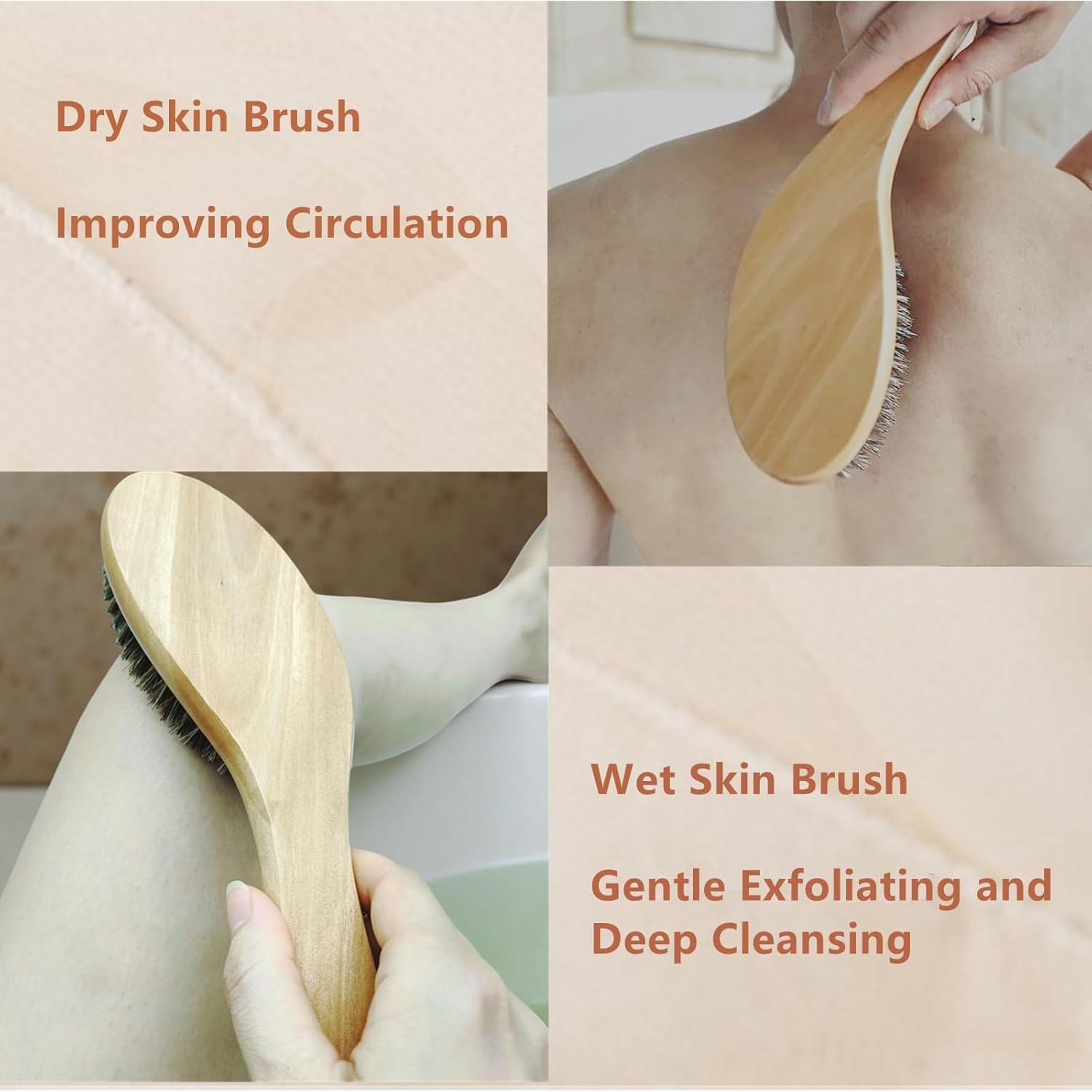 Cepillo Corporal Exfoliante YIOYOODA de Caballo con Mango Curvado 24.89 cm