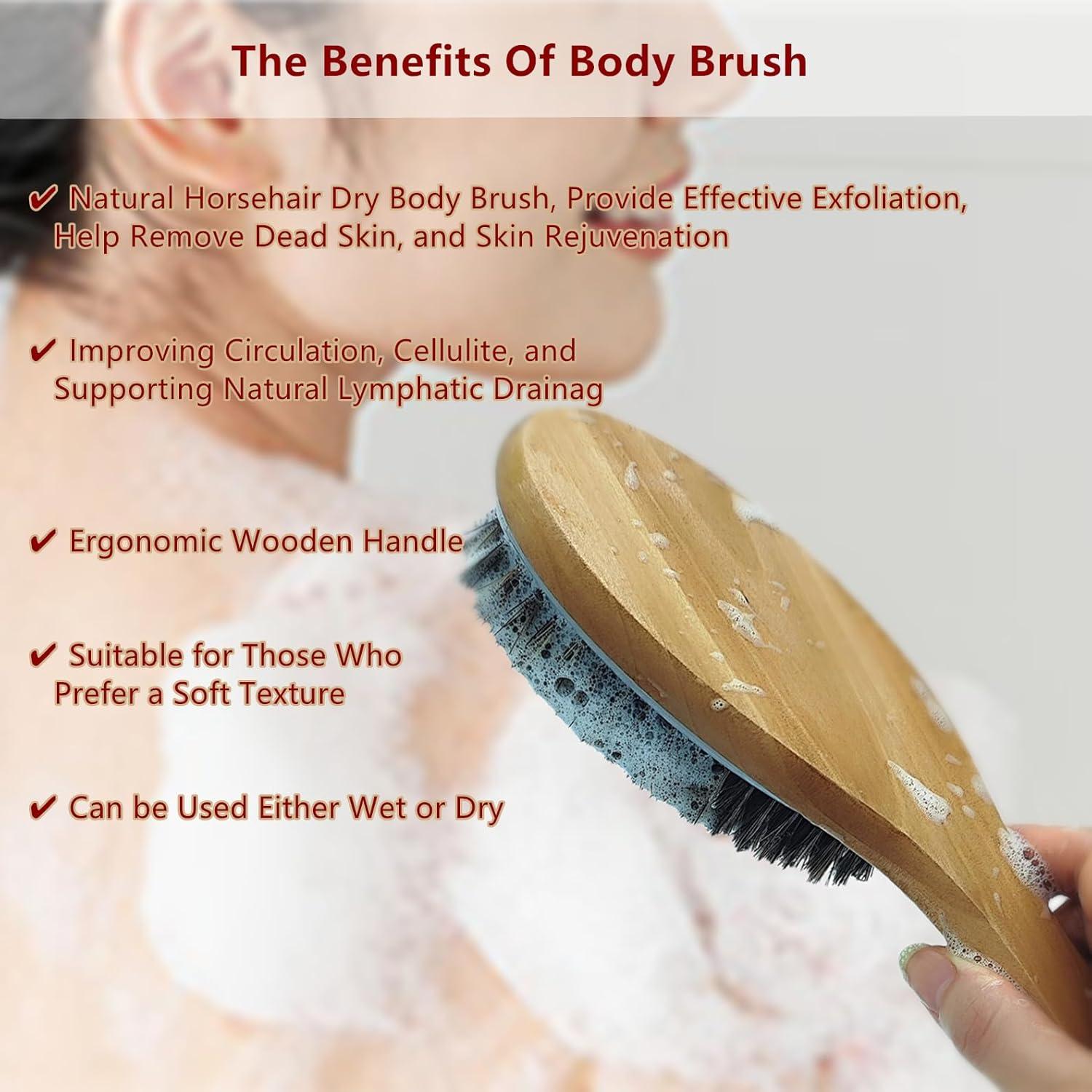 Cepillo Corporal Exfoliante YIOYOODA de Caballo con Mango Curvado 24.89 cm