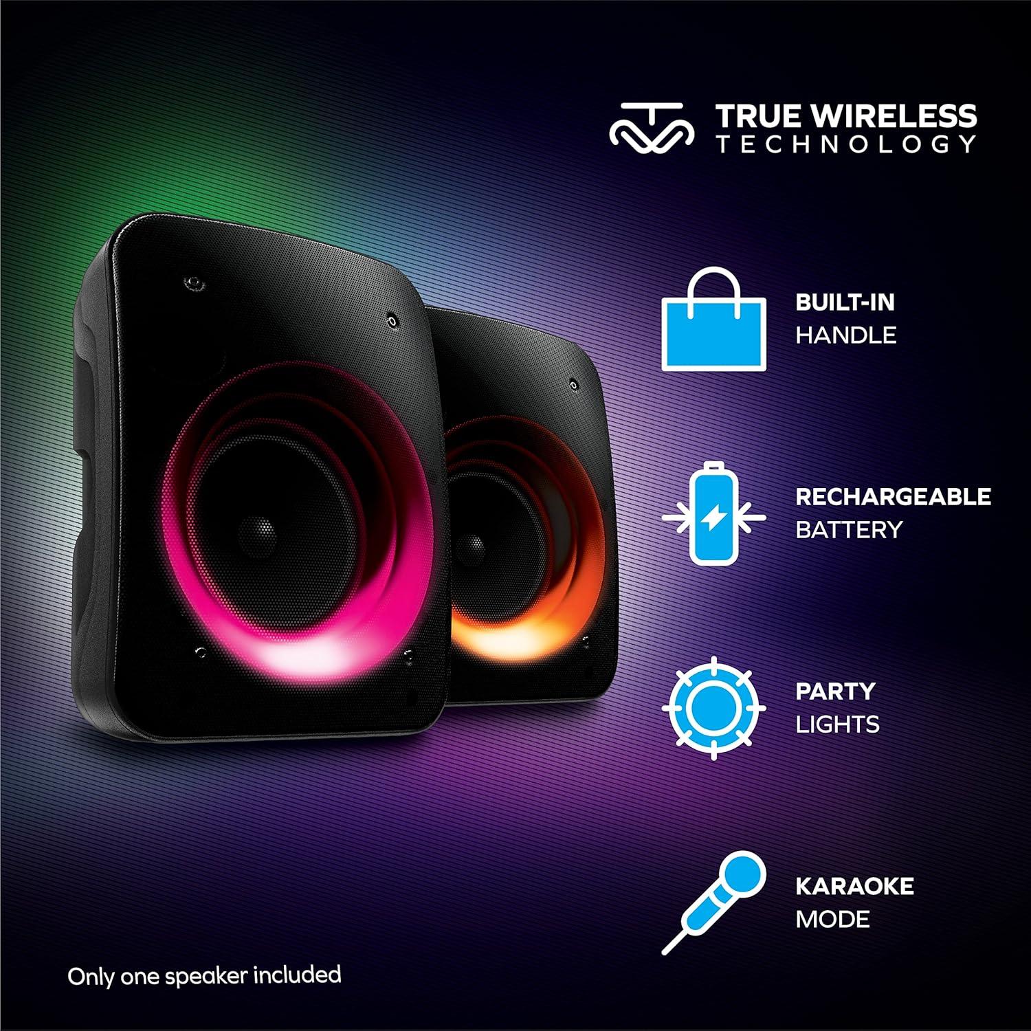 Altavoz Bluetooth Inalámbrico Coby CPA540, 1.25 kg, 11 Modos de Luz LED