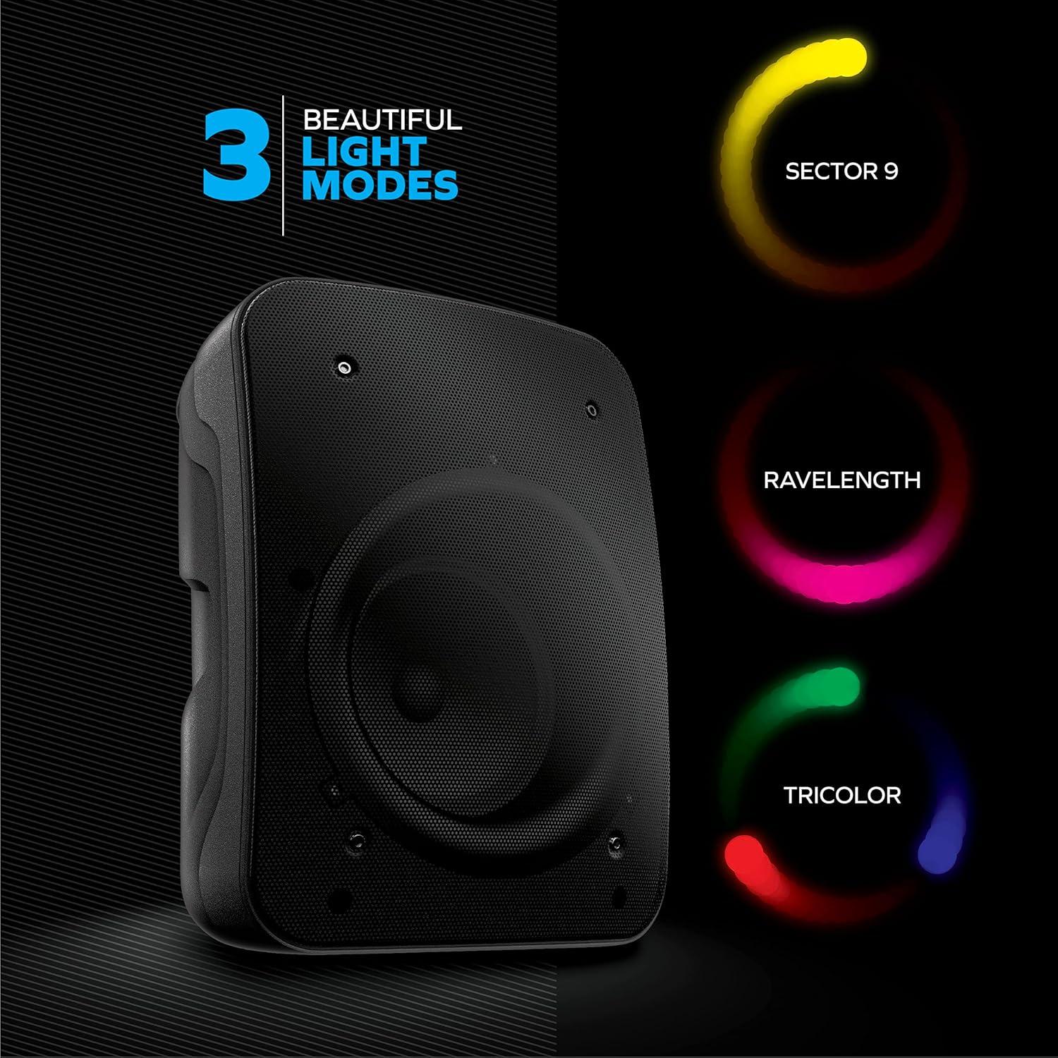 Altavoz Bluetooth Inalámbrico Coby CPA540, 1.25 kg, 11 Modos de Luz LED