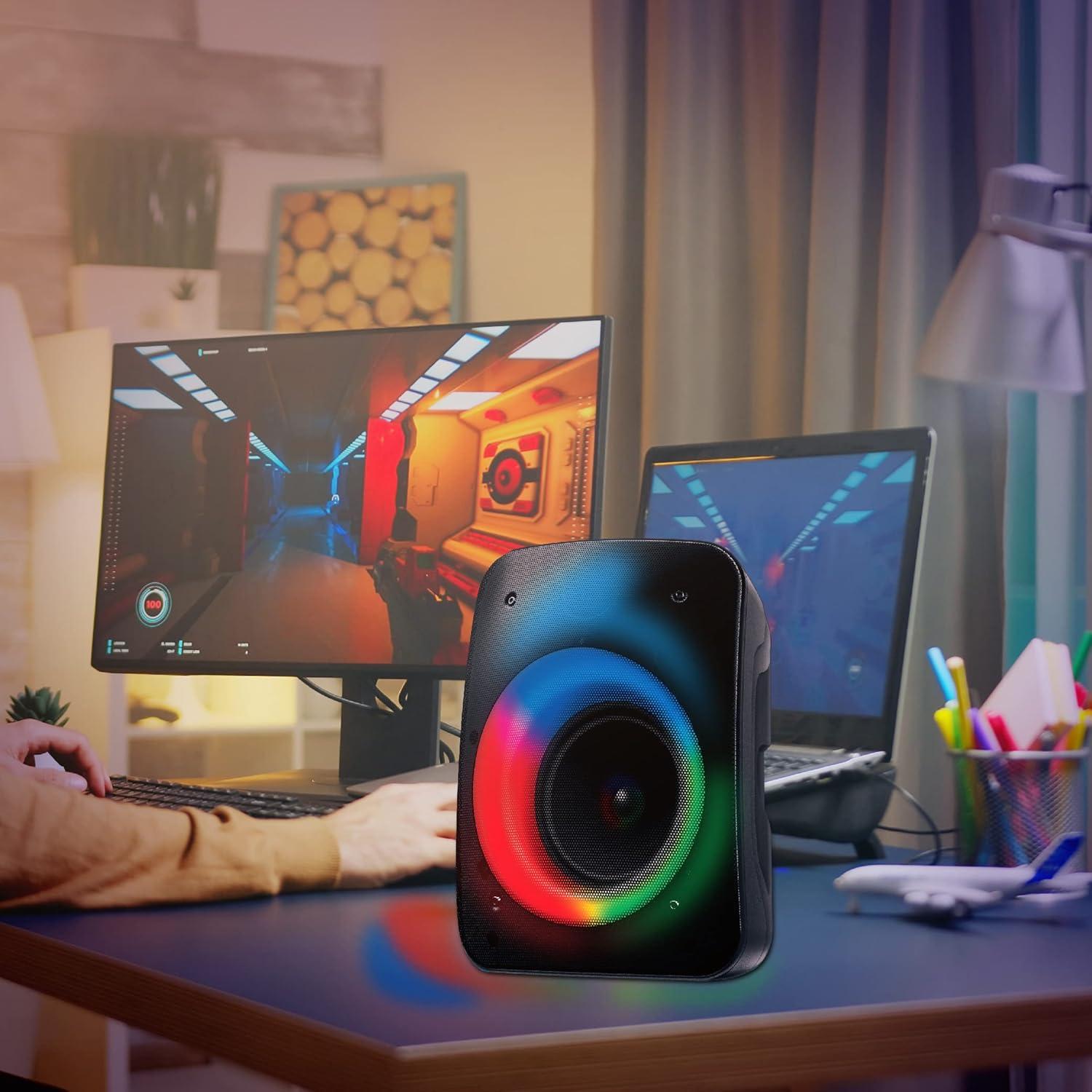 Altavoz Bluetooth Inalámbrico Coby CPA540, 1.25 kg, 11 Modos de Luz LED