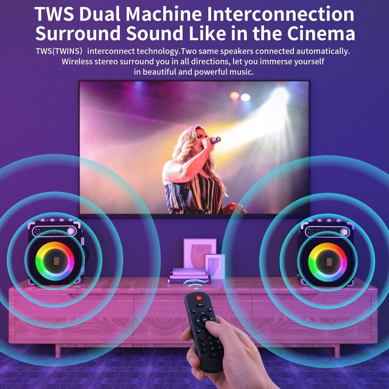 Máquina de Karaoke Voijump con 2 Micrófonos Inalámbricos