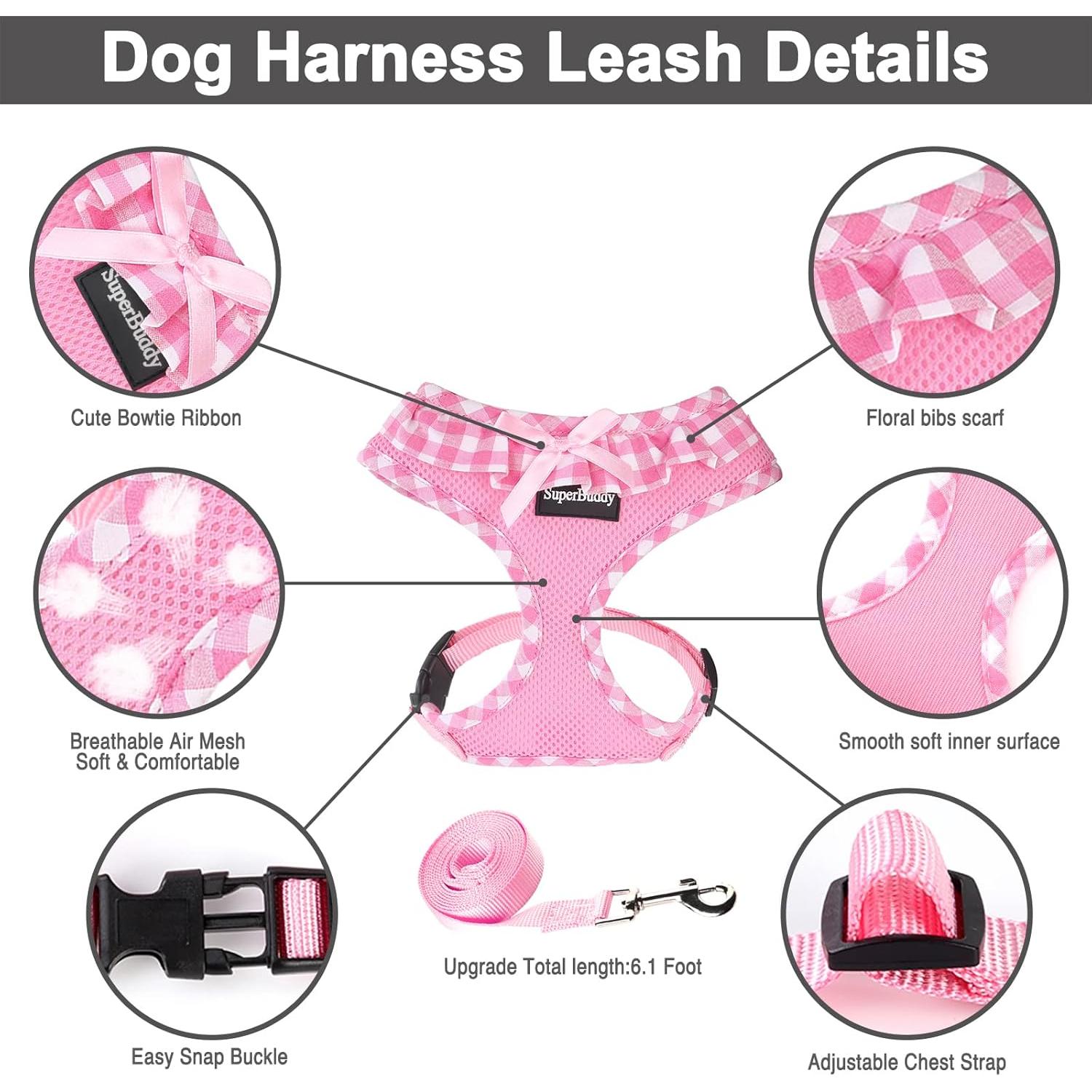 Arnés de Perro SuperBuddy Rosa L Transpirable y Ligero