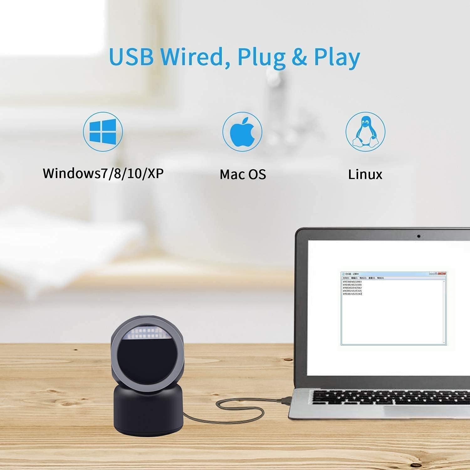 Escáner de Código de Barras Alacrity 2D/1D USB Negro