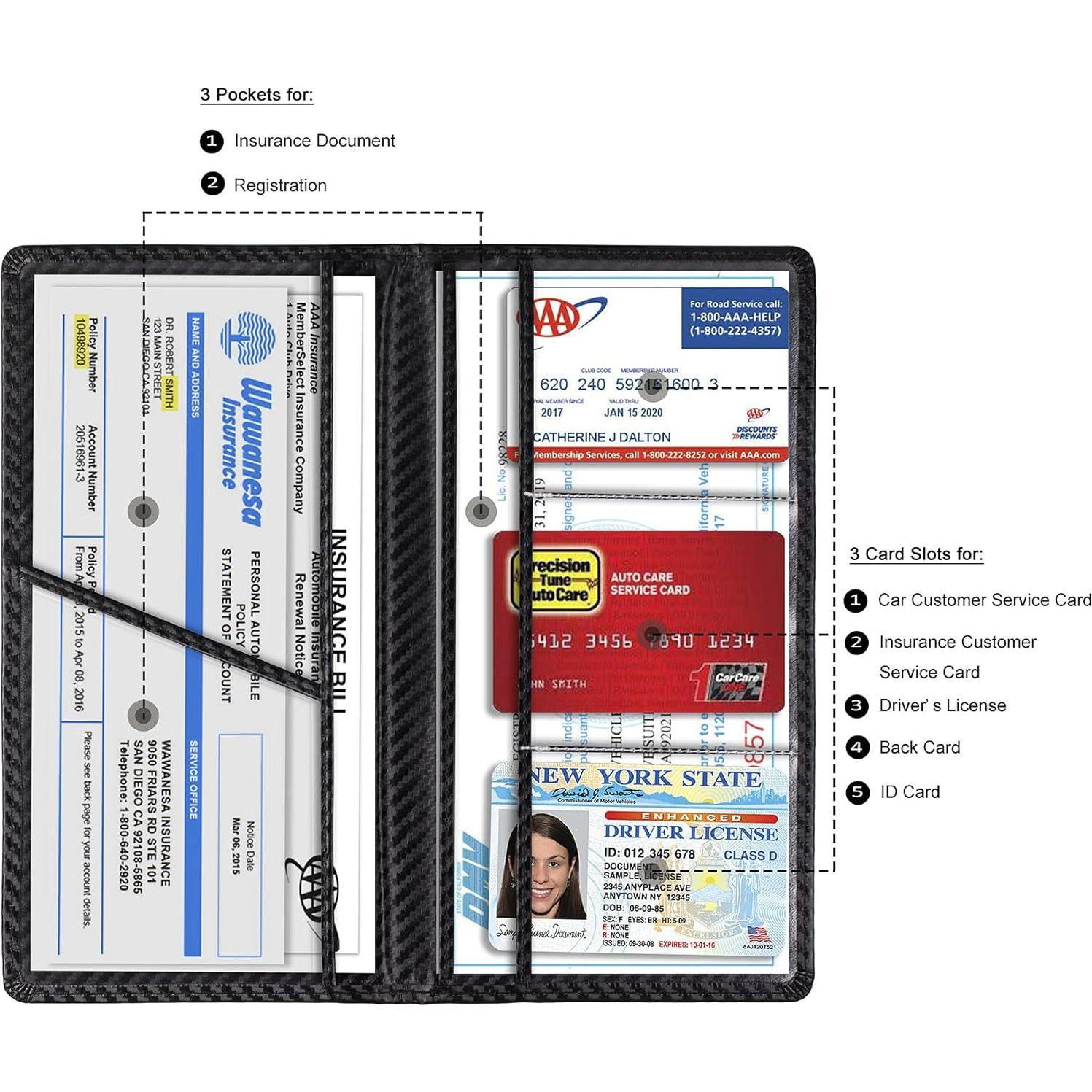 TOURSUIT Soporte para Documentos de Automóvil Fibra Carbono