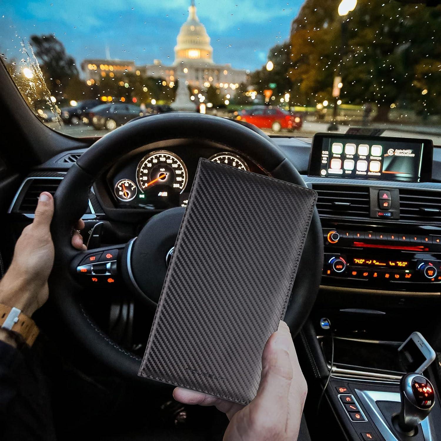 TOURSUIT Soporte para Documentos de Automóvil Fibra Carbono
