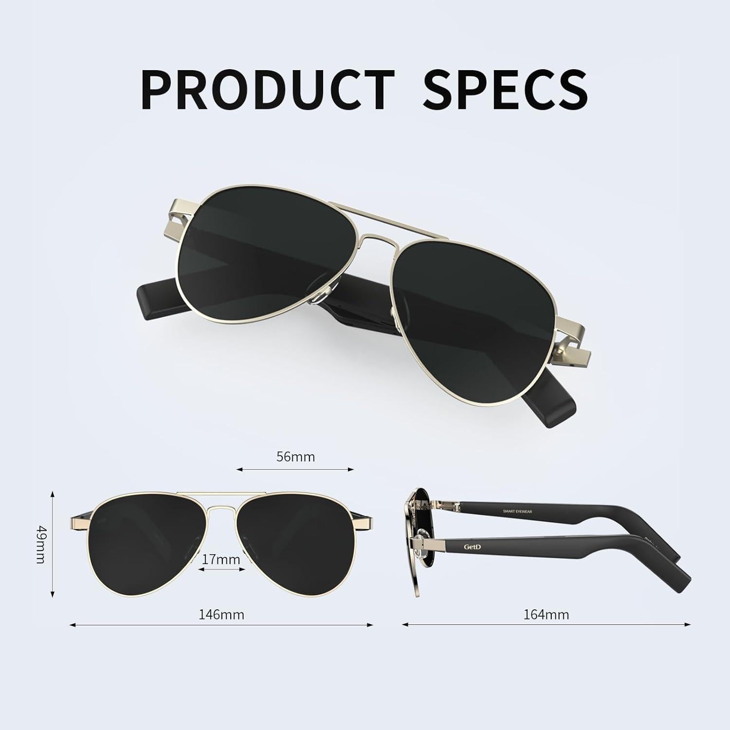 Gafas de sol inteligentes GetD GG14 con Bluetooth y control de voz