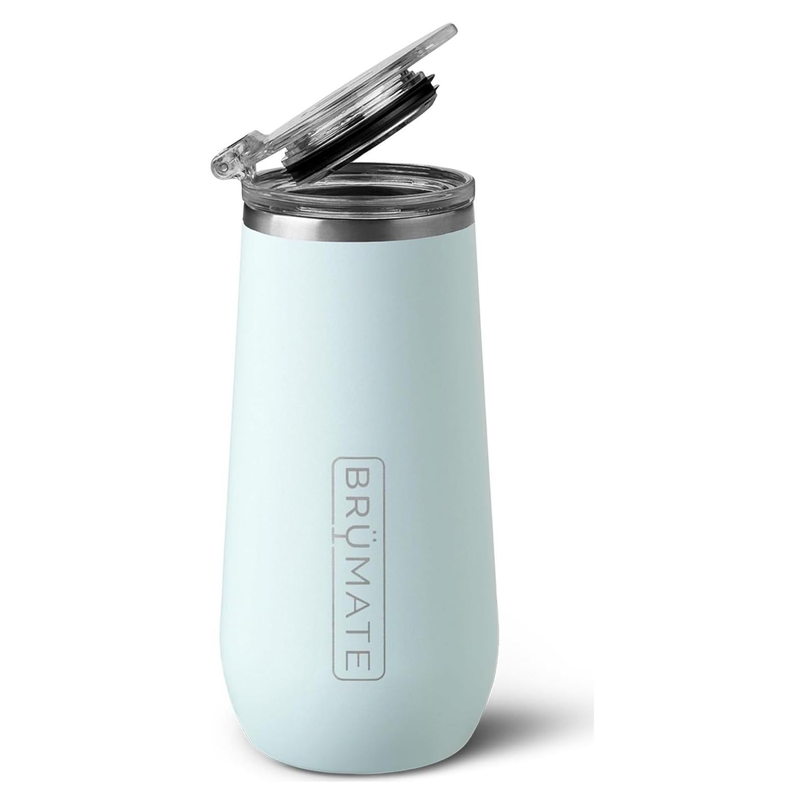 BrüMate Flute de Champagne Aislada 355ml con Tapa Abatible - Acero Inoxidable Agave Azul