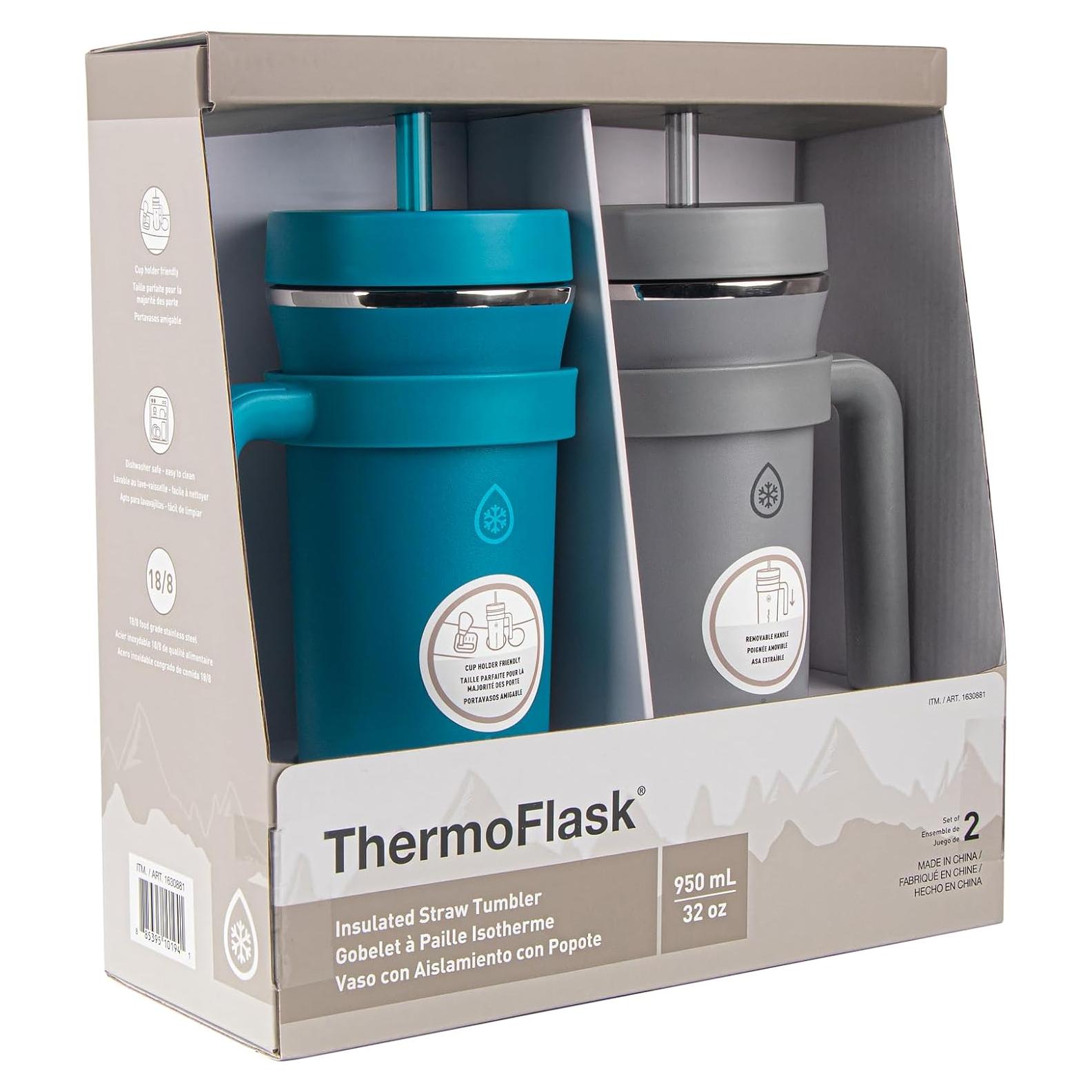 TermoFlask Taza Aislada Acero Inoxidable 32 oz 2-Pack Teal