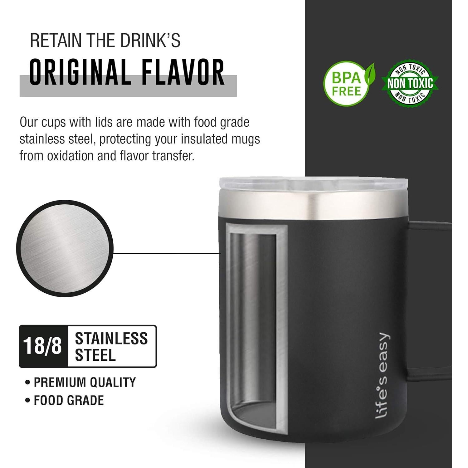 Taza de Acero Inoxidable Life's Easy 12 oz Aislada Doble Pared