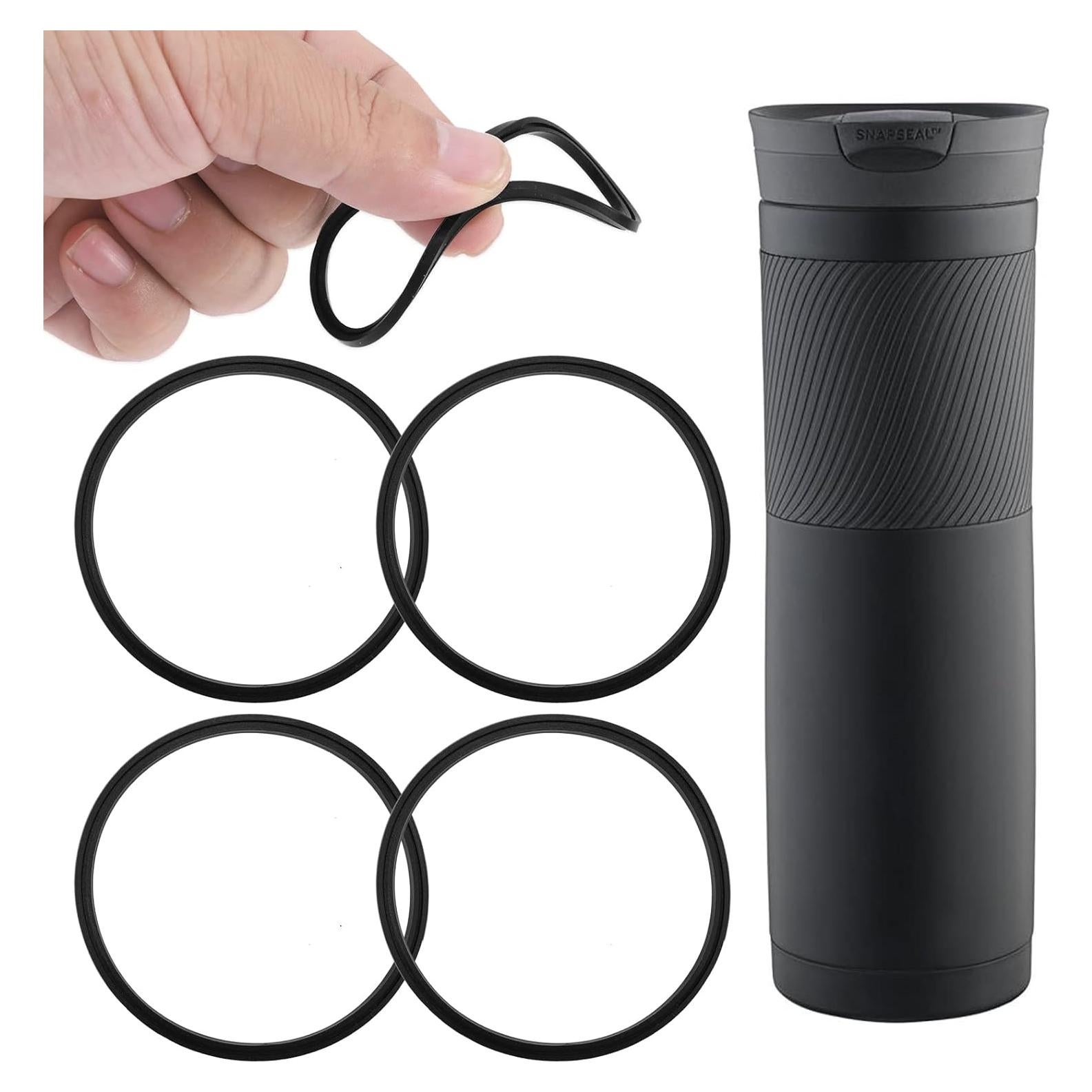 4 Piezas Reemplazo Tapa de Goma Contigo 16oz y 20oz Negro