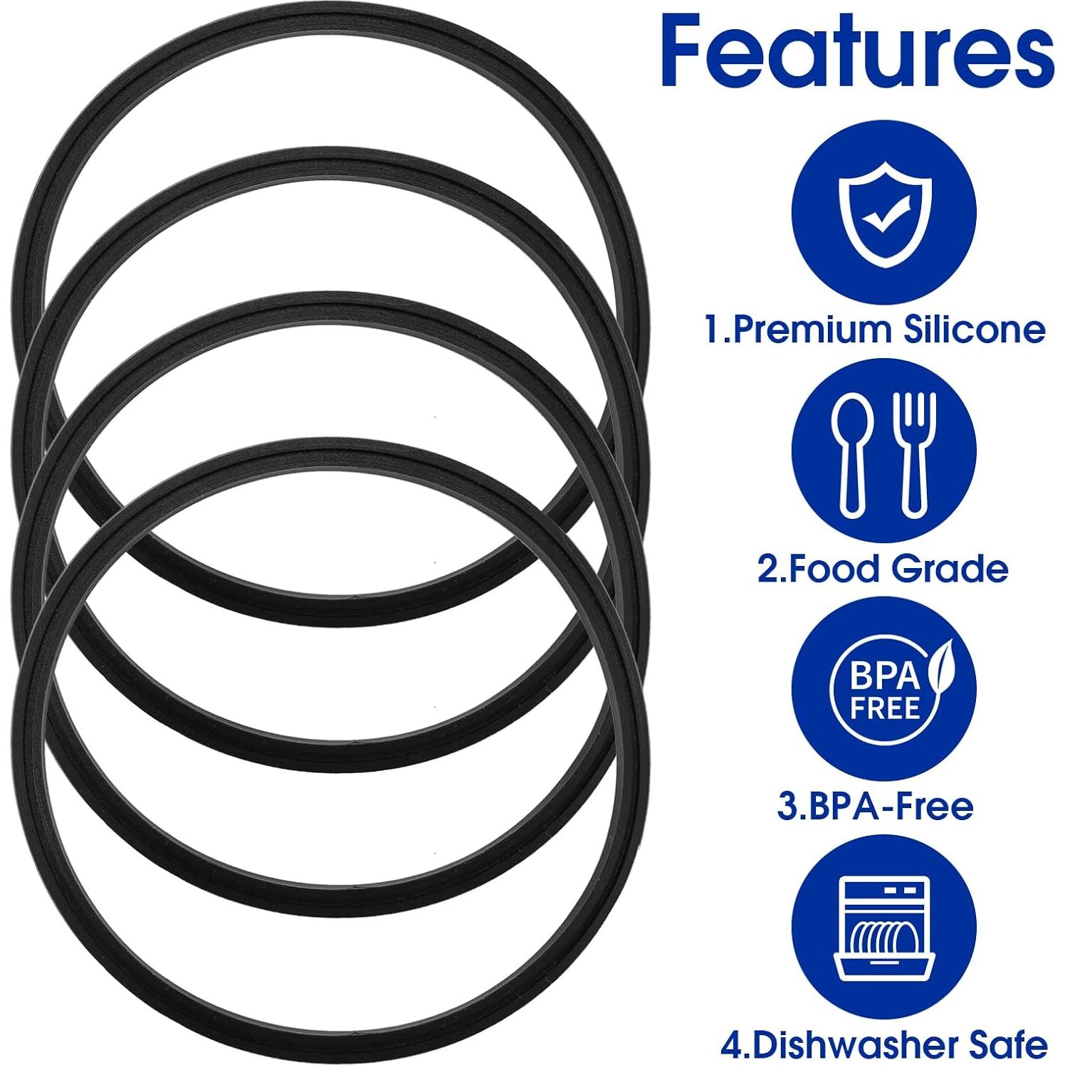 4 Piezas Reemplazo Tapa de Goma Contigo 16oz y 20oz Negro