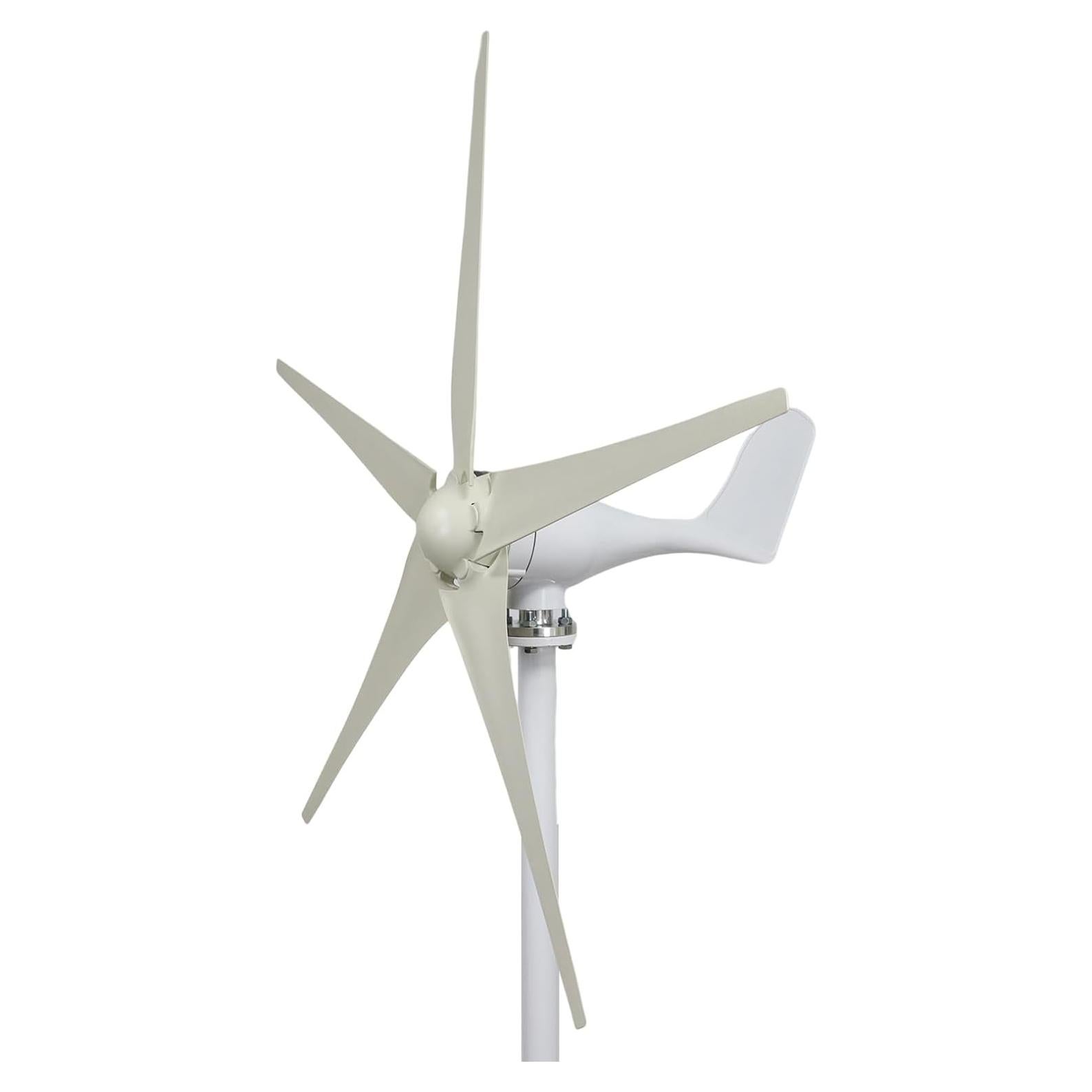 Generador Eólico Awjaisca 1200W Blanco, 5 Palas, Resistente