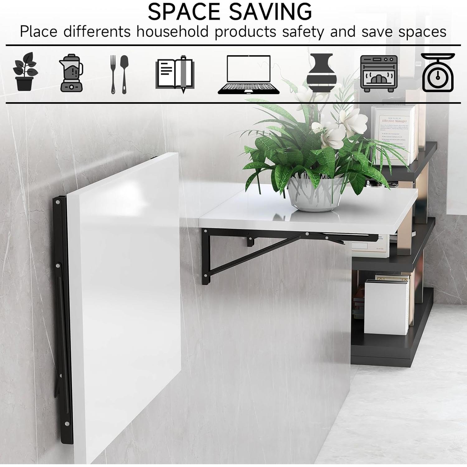 Soportes Plegables LSK 40.64 cm Alta Resistencia Negro 2 Pzas