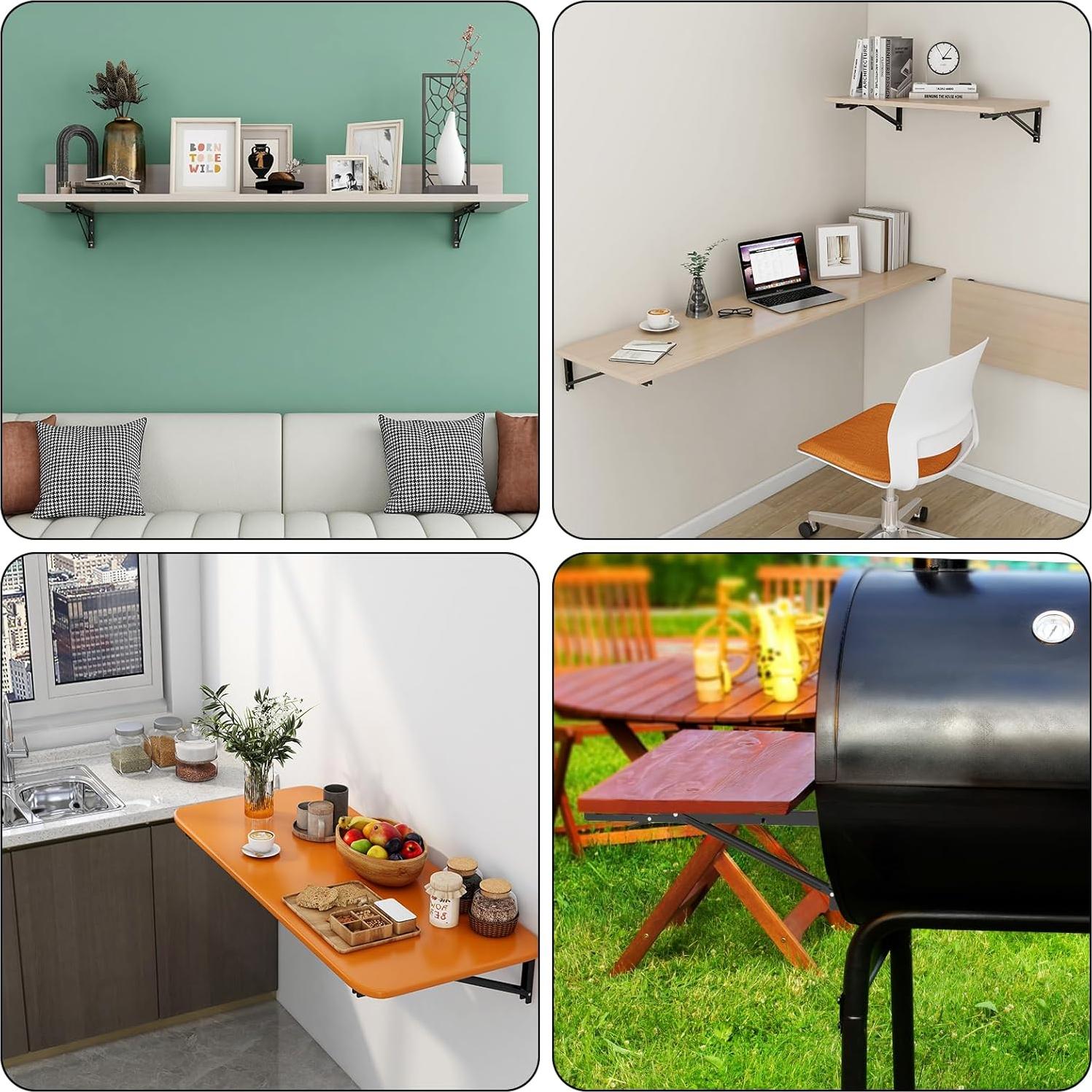 Soportes Plegables LSK 40.64 cm Alta Resistencia Negro 2 Pzas