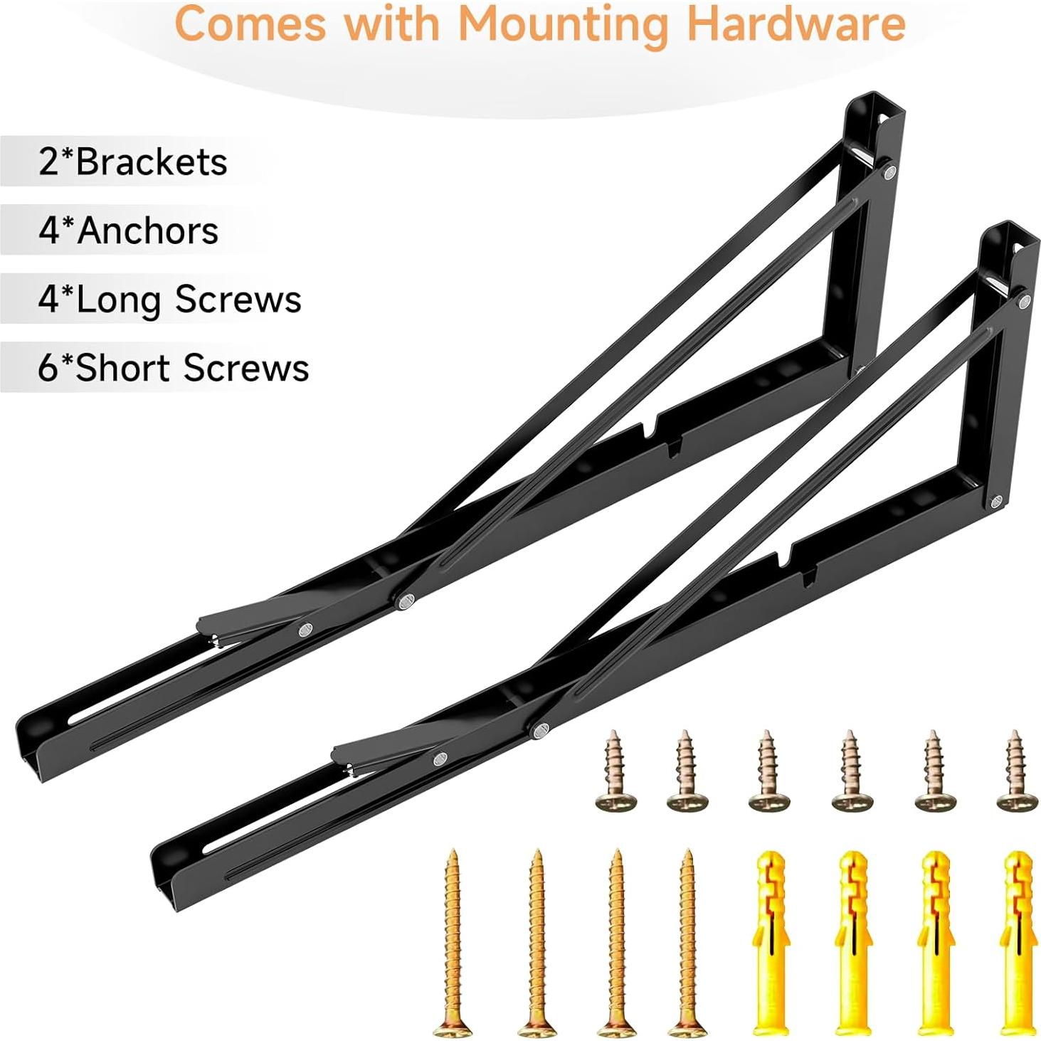 Soportes Plegables LSK 40.64 cm Alta Resistencia Negro 2 Pzas